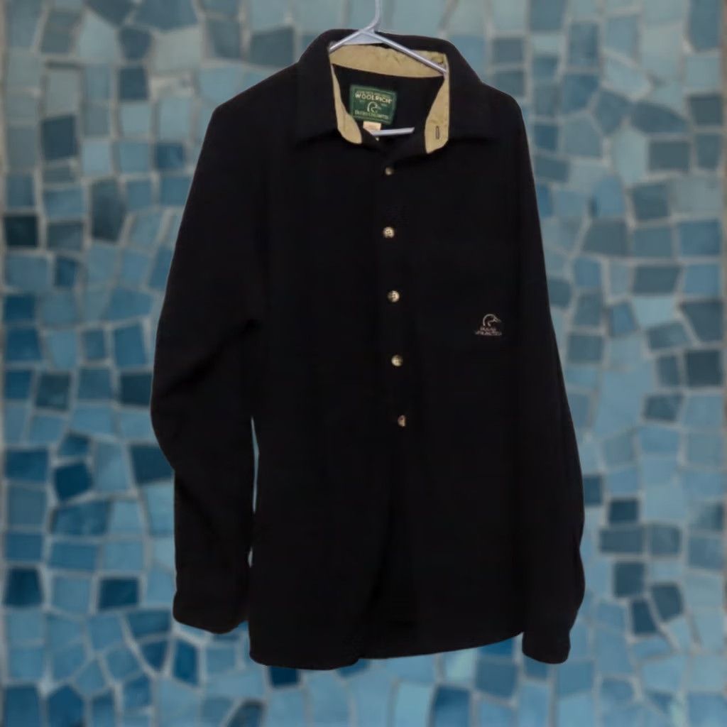 Vintage VINTAGE Woolrich Ducks Unlimited Men's XL Deep Navy Blue Button Up Fleece Shirt Size US XL / EU 56 / 4 - 1 Thumbnail