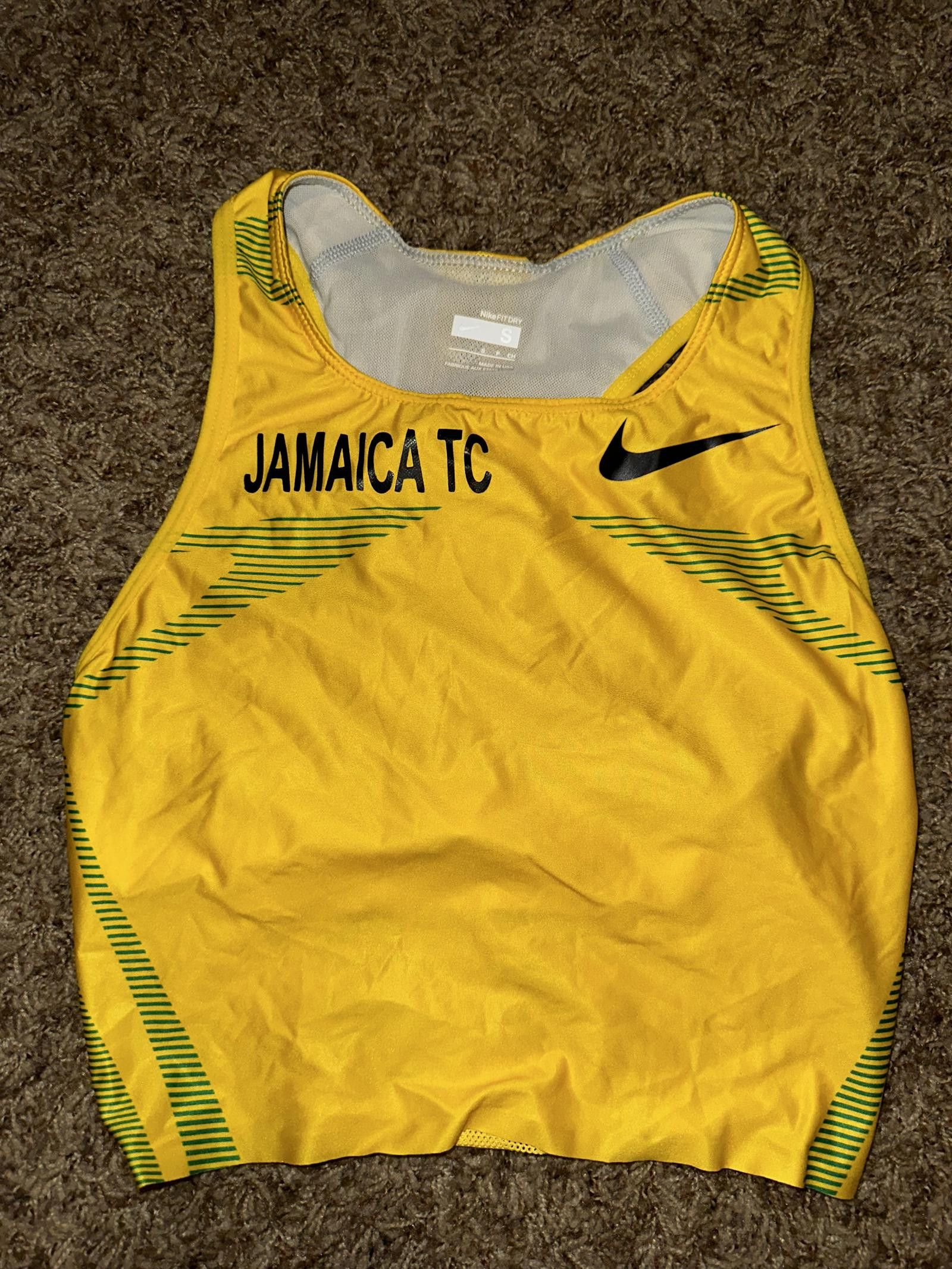 image of Nike Running Top Bra Singlet Jamaica Tc Player Issue 2009 in Yellow, Women's (Size Small)