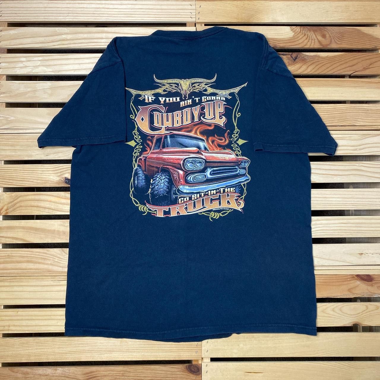 Fruit Of The Loom Vintage Cowboy Up Navy Blue Country Tee Size Large Size US L / EU 52-54 / 3 - 1 Thumbnail