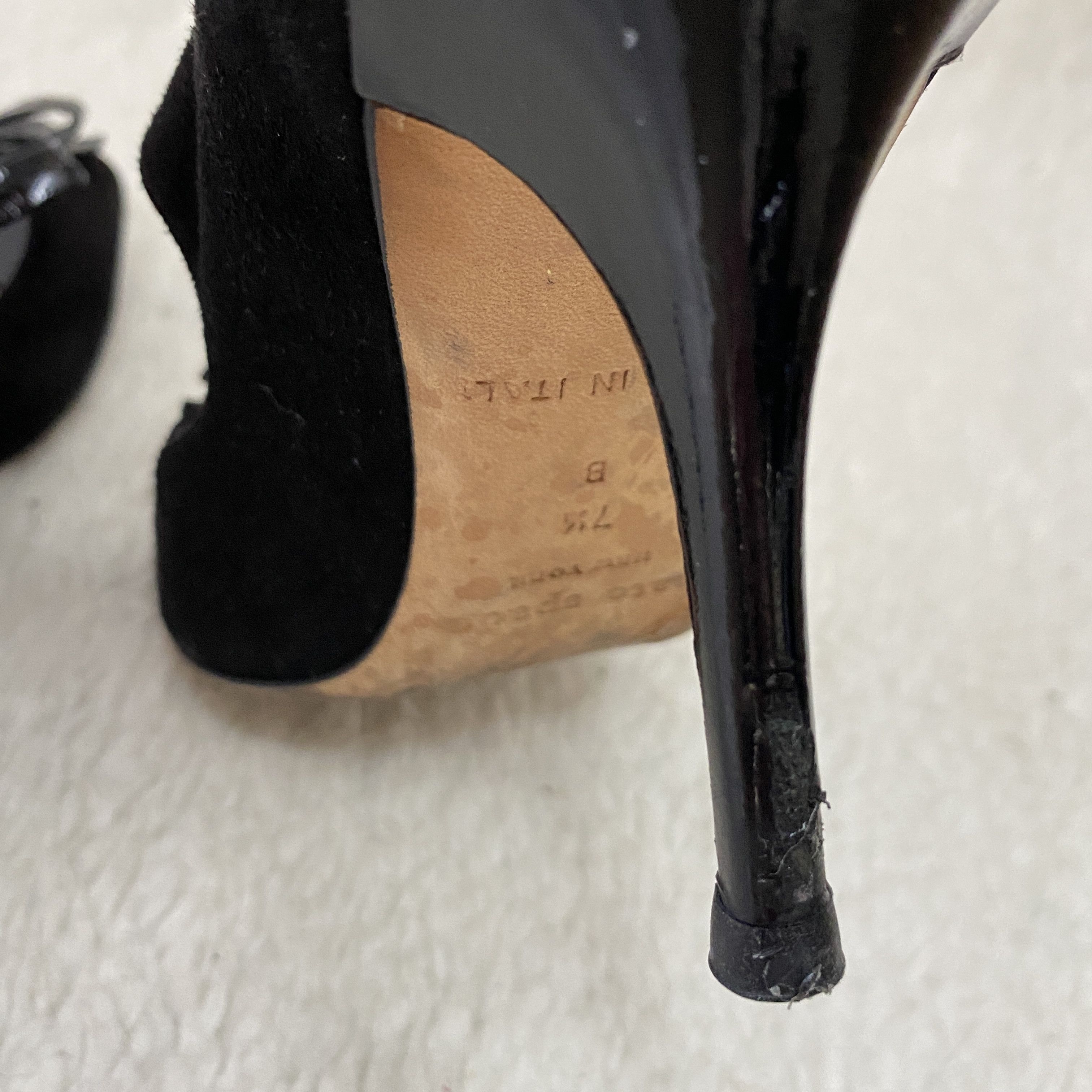 Kate Spade Kate Spade Black Suede Patent Leather Peep Toe Bow Pumps Size US 7.5 / IT 37.5 - 14 Thumbnail