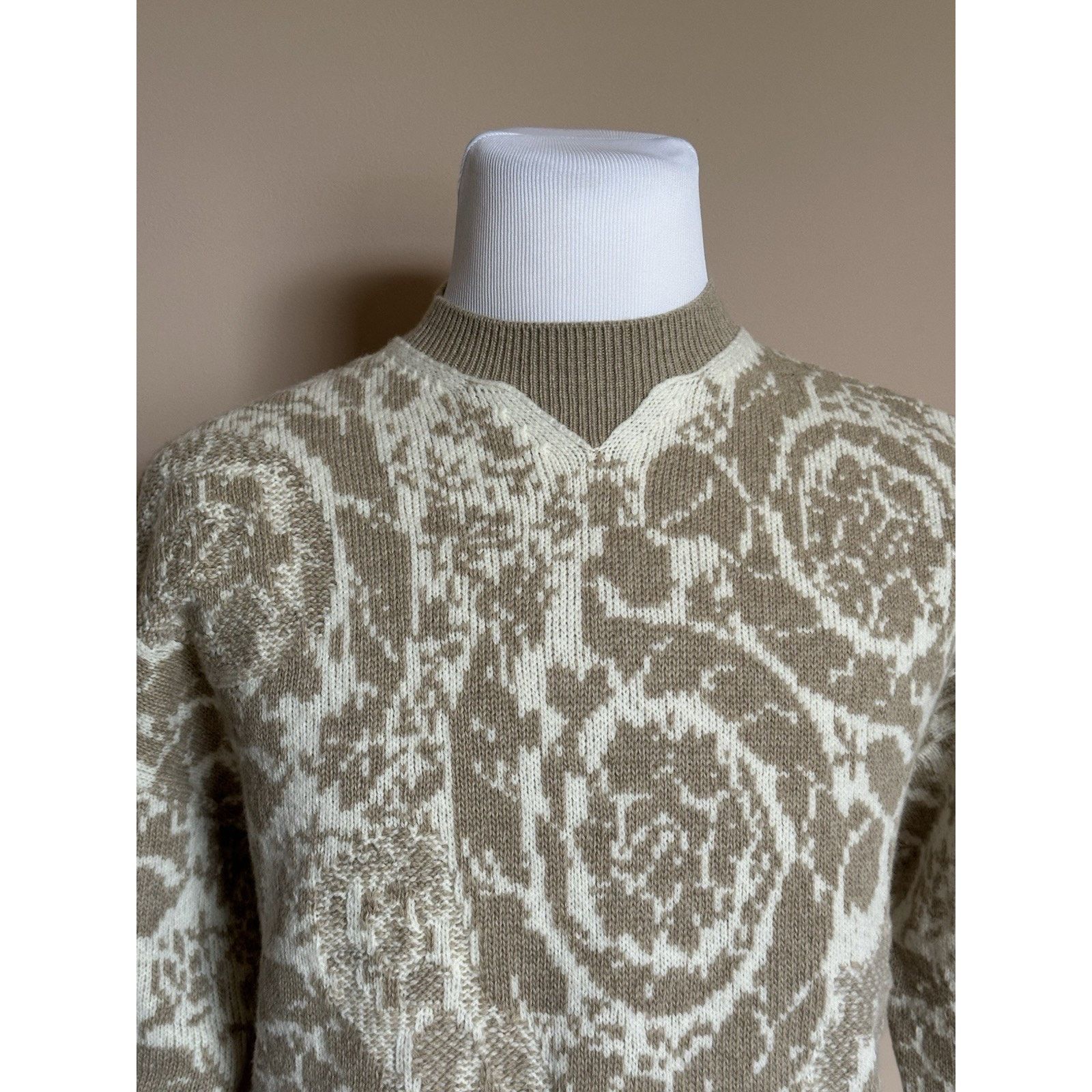 Versace Versace Barocco Wool Knit Sweater Beige 46 US 1013400 Size US XL / EU 56 / 4 - 6 Thumbnail