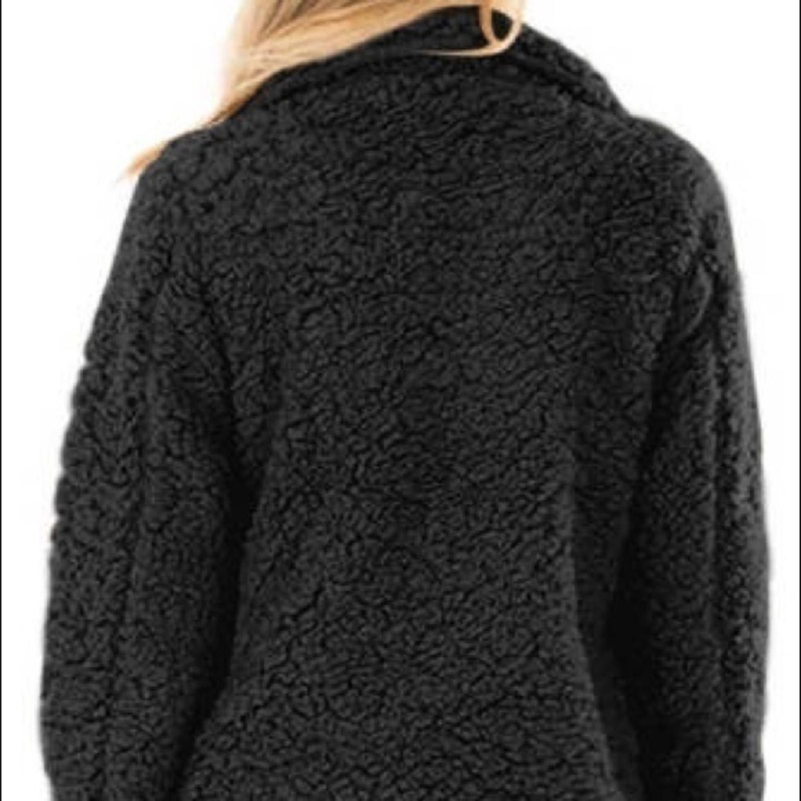 Designer Black Fleece Light Weight Teddy Bear Jacket NWT​​​​​​​​ Size L / US 10 / IT 46 - 6 Thumbnail