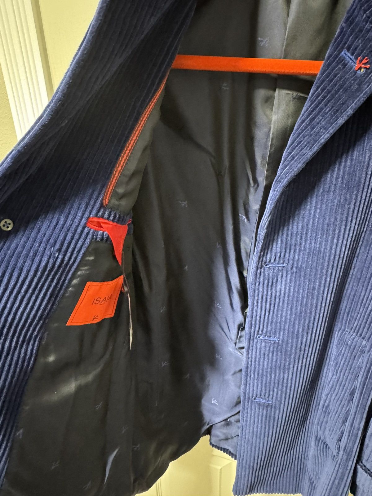 Isaia Napolii Isaia Napoli Men’s Blue Corduroy Overcoat Size US M / EU 48-50 / 2 - 5 Thumbnail