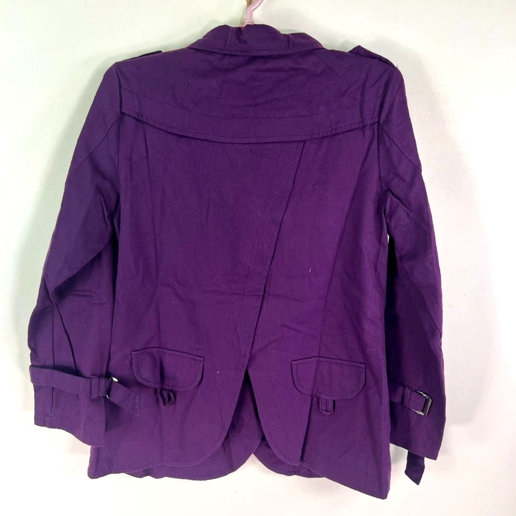 Max Mara Max Mara Trench Coat Womens Jr Size L Purple Double Breasted Short Coat Size 36" / US 14 / IT 50 - 6 Thumbnail