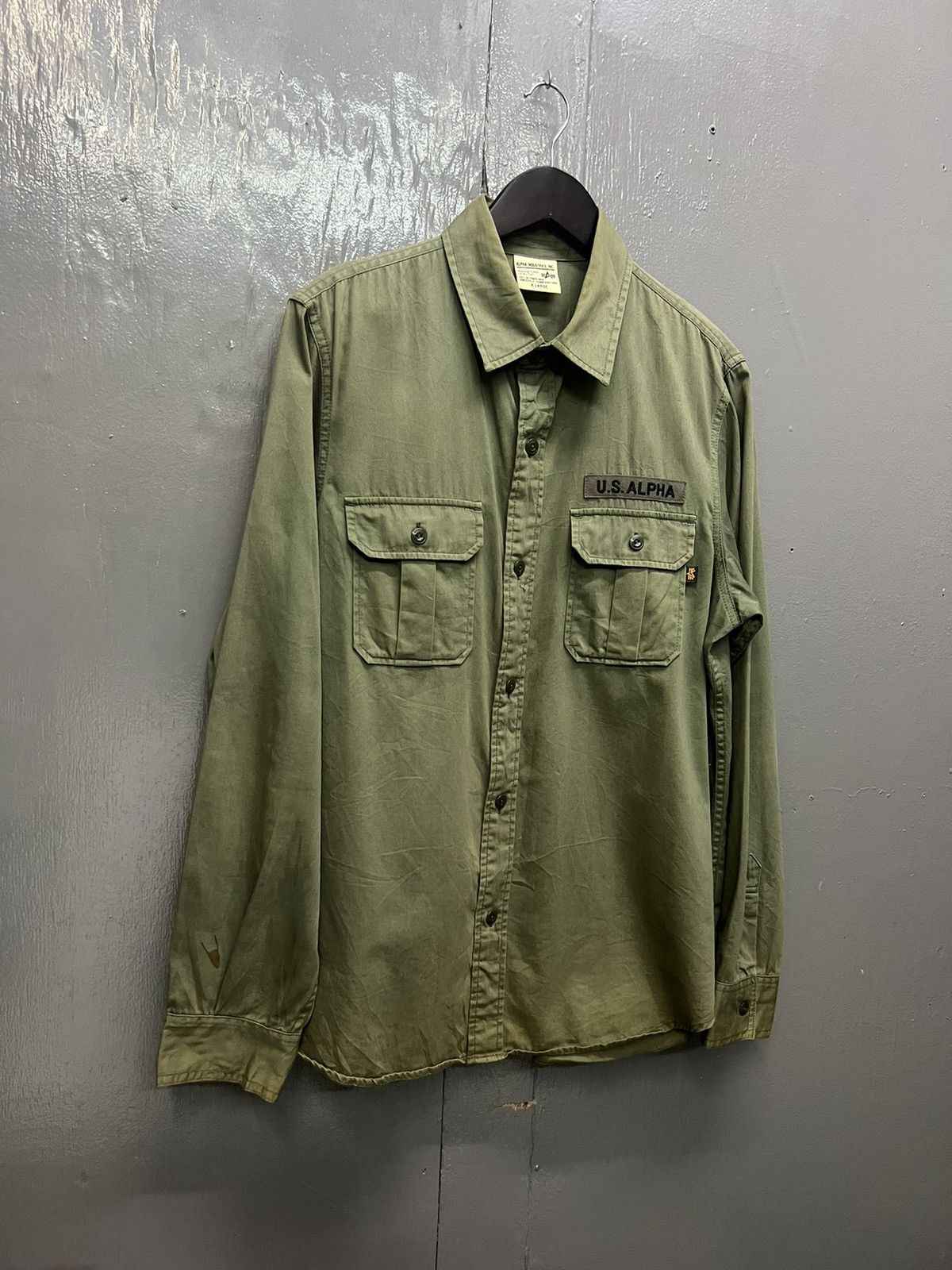 Alpha Industries Vintage Alpha Industries Shirt Button Up Longsleeve Size US XL / EU 56 / 4 - 4 Thumbnail