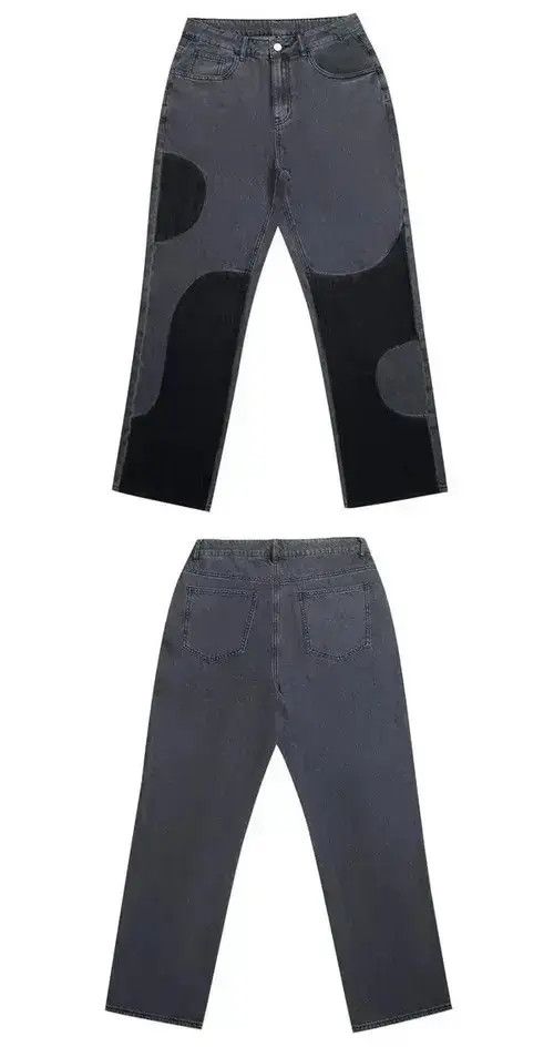VIBE Y2K buggy jeans trousers retro straight patchwork style Size US 32 / EU 48 - 6 Thumbnail