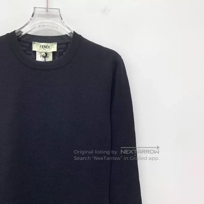 Fendi Fendi Black Lining Floral Print Wool Cashmere Crew Neck Lo Size XS / US 0-2 / IT 36-38 - 3 Thumbnail