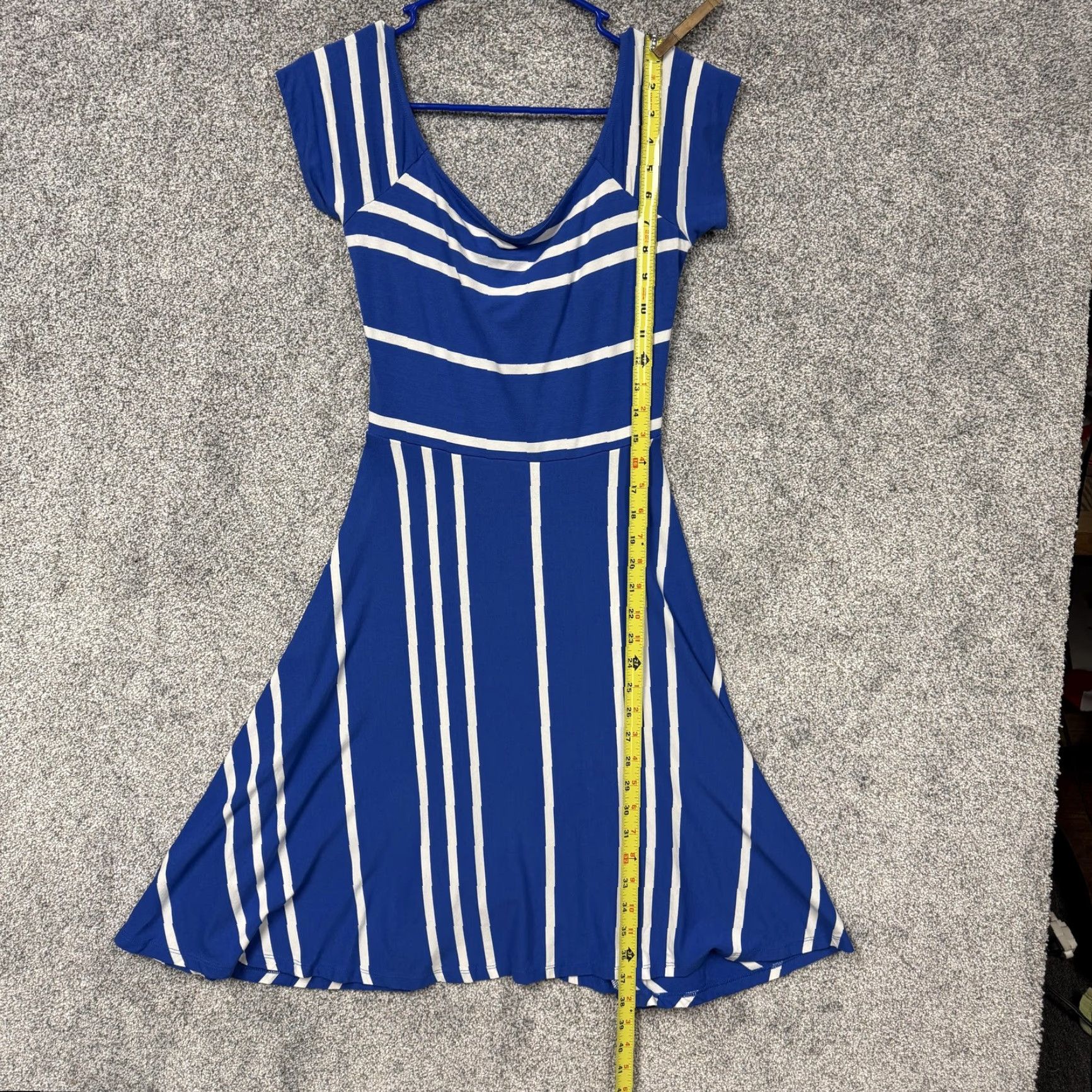 Loft LOFT Dress S Work Casual Nautical Striped A-Line Knit Cowl Neck Knee Length Short Sleeve Womens Modern Vintage 60s Inspired Size S / US 4 / IT 40 - 3 Thumbnail