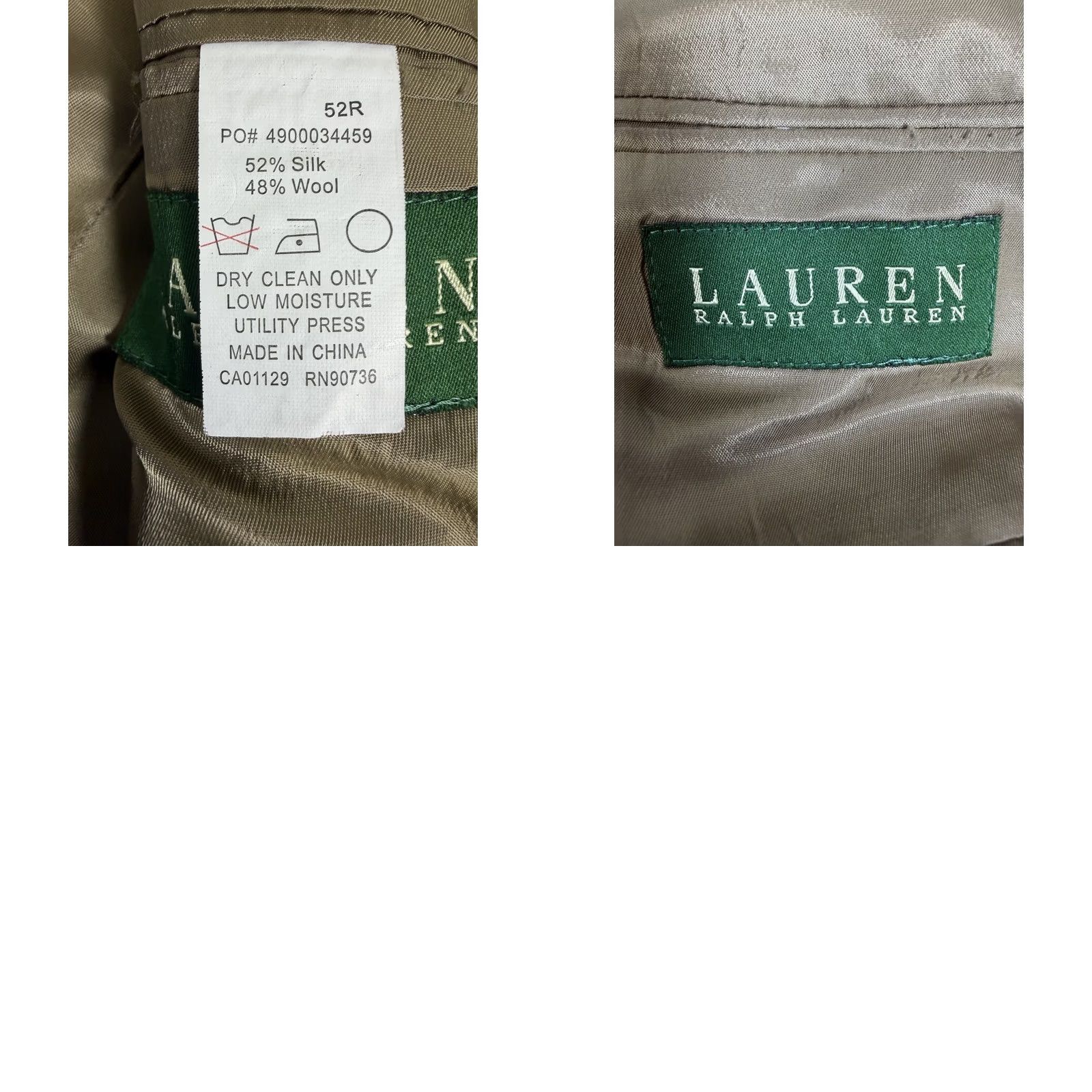 Ralph Lauren Lauren Ralph Lauren Mens 52R Silk Wool Blazer Brown Tan Houndstooth Sport Coat Size 52R - 8 Thumbnail