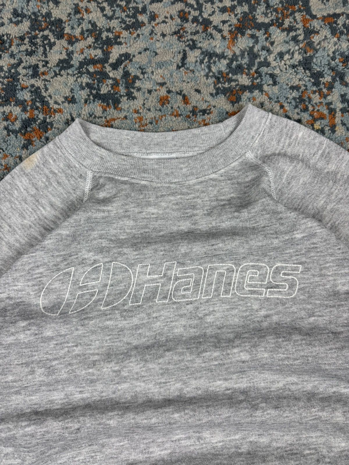 Hanes × Vintage Vintage 90s Hanes logo spellout heather grey boxy sweatshirt Size US L / EU 52-54 / 3 - 4 Thumbnail