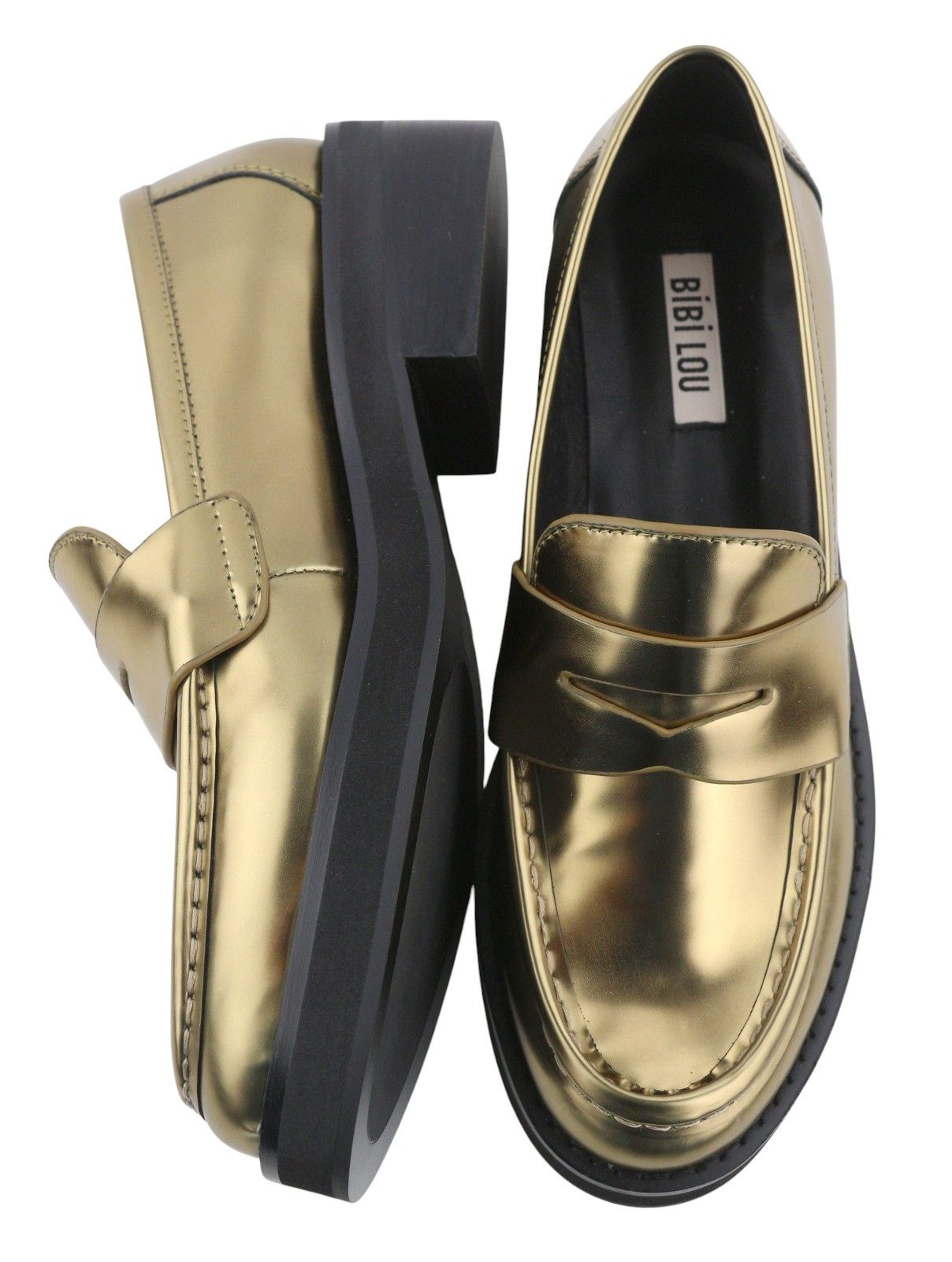 Other BIBI LOU JAYA EU37 Shiny Gold Leather Chunky Slip 87556 Size US 6 / IT 36 - 7 Thumbnail