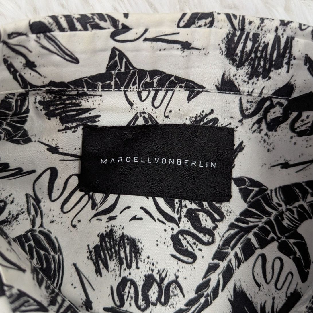 Other Marcel Von Berlin Shark Print Button Up Shirt Black White Size US XL / EU 56 / 4 - 3 Thumbnail