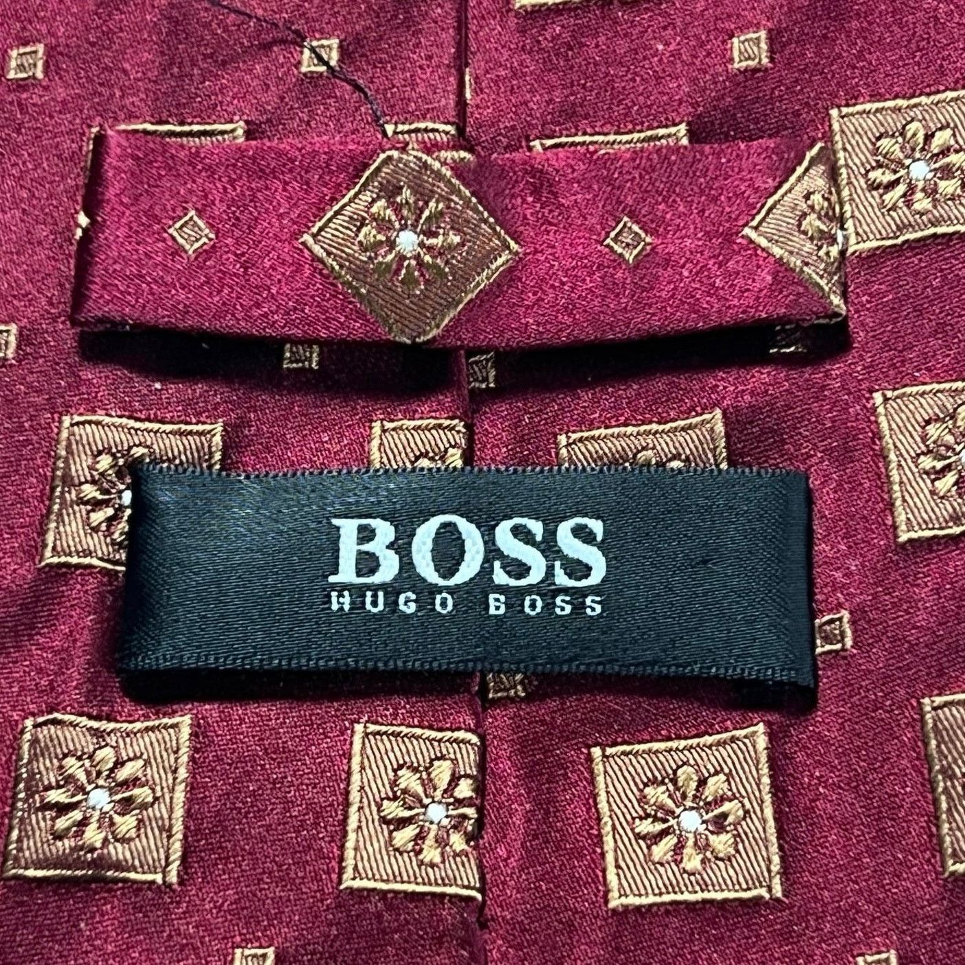 Hugo Boss Hugo Boss Men Tie Red Gold 100% Silk Geometric Woven Necktie Size ONE SIZE - 3 Thumbnail