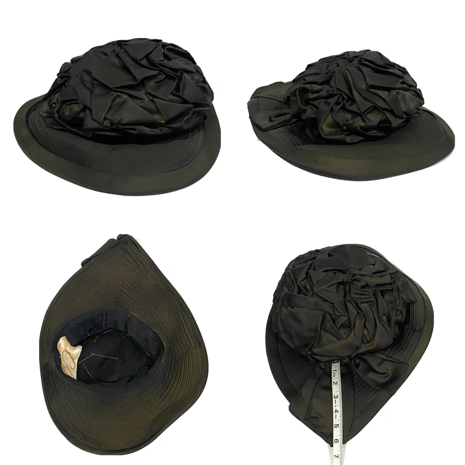 Vintage VINTAGE Charo Hat 1950s Women’s Dark Green Satin Bow Size ONE SIZE - 8 Thumbnail
