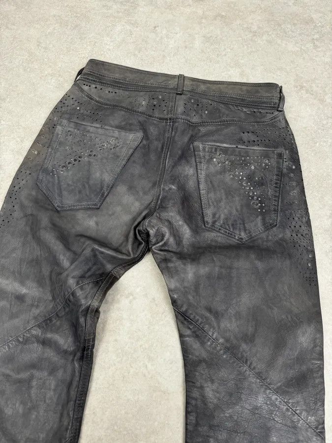 Diesel Diesel Grey Eroded Leather Studded Pants Size US 32 / EU 48 - 7 Thumbnail