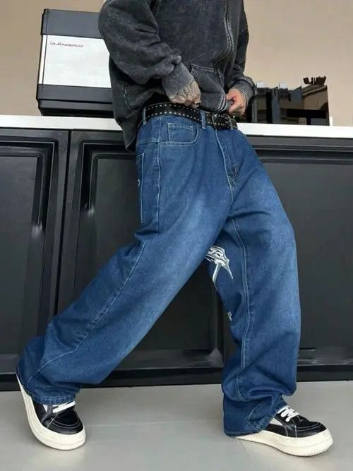 Jean DENIM graphic Y2K DRIP baggy jeans pants Size US 32 / EU 48 - 4 Thumbnail