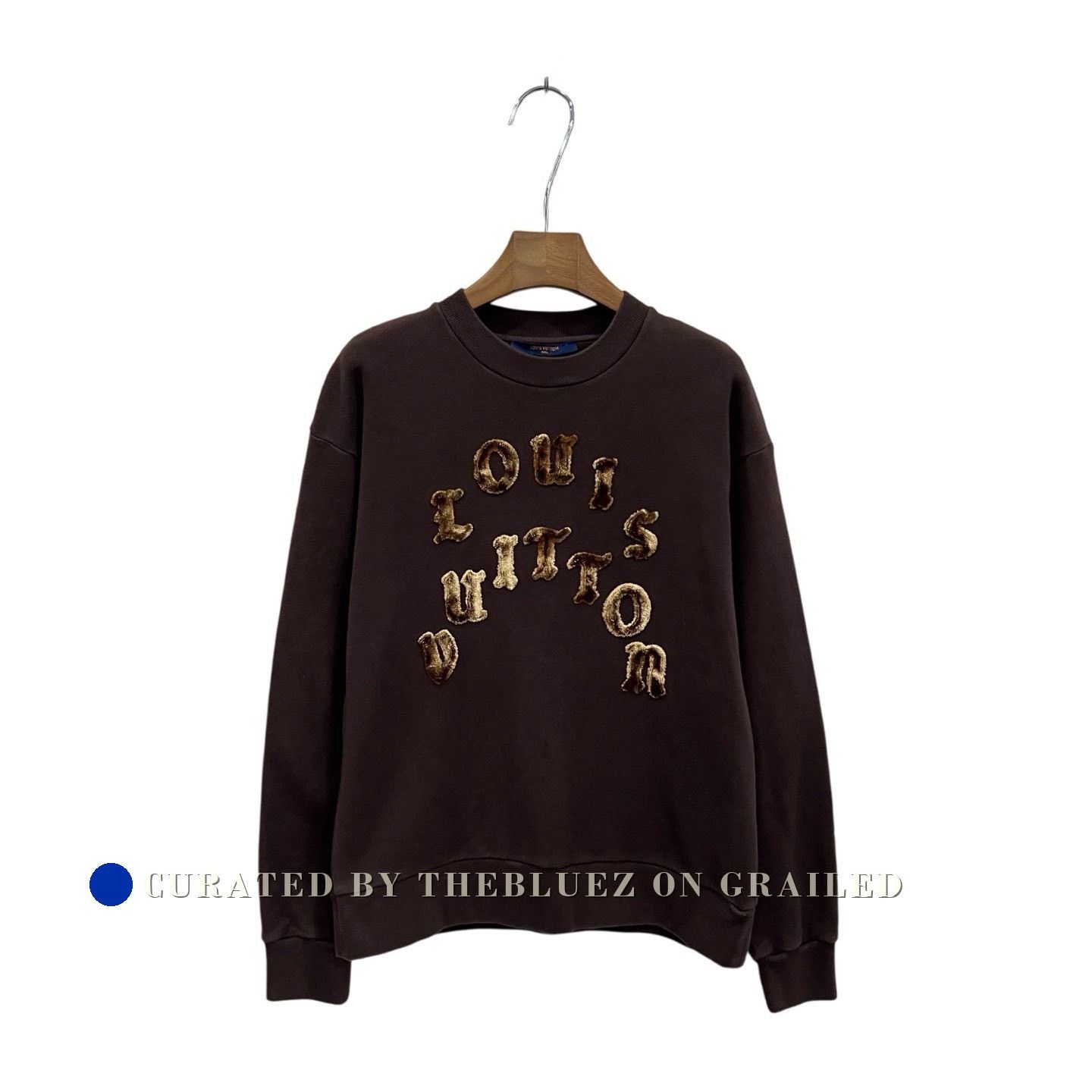 Louis Vuitton Louis Vuitton Brown Flocked Logo Sweatshirt Size US S / EU 44-46 / 1 - 1 Thumbnail