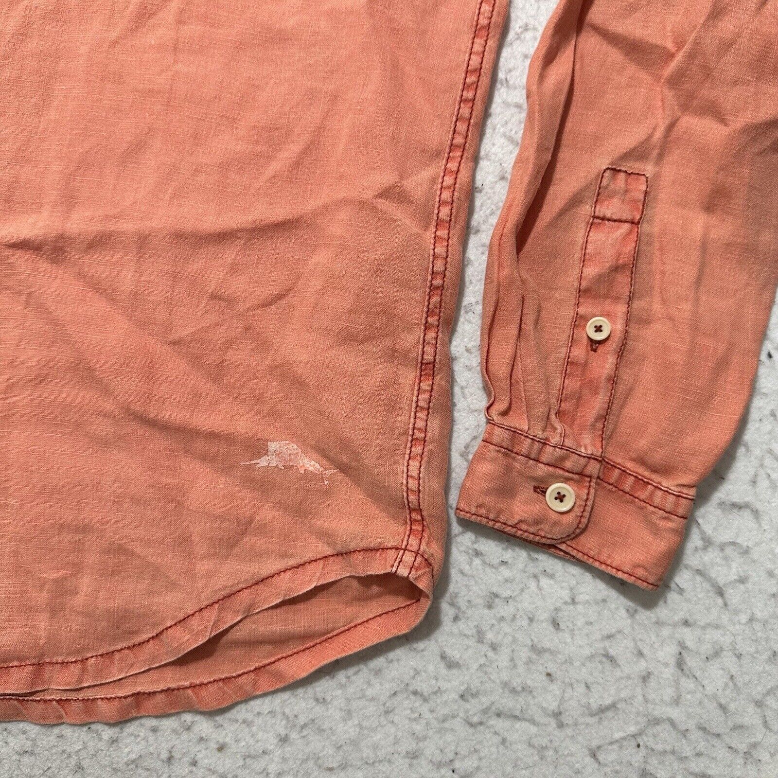 Tommy Bahama Tommy Bahama Large Linen Salmon Orange Button Down Shirt Size US L / EU 52-54 / 3 - 6 Thumbnail