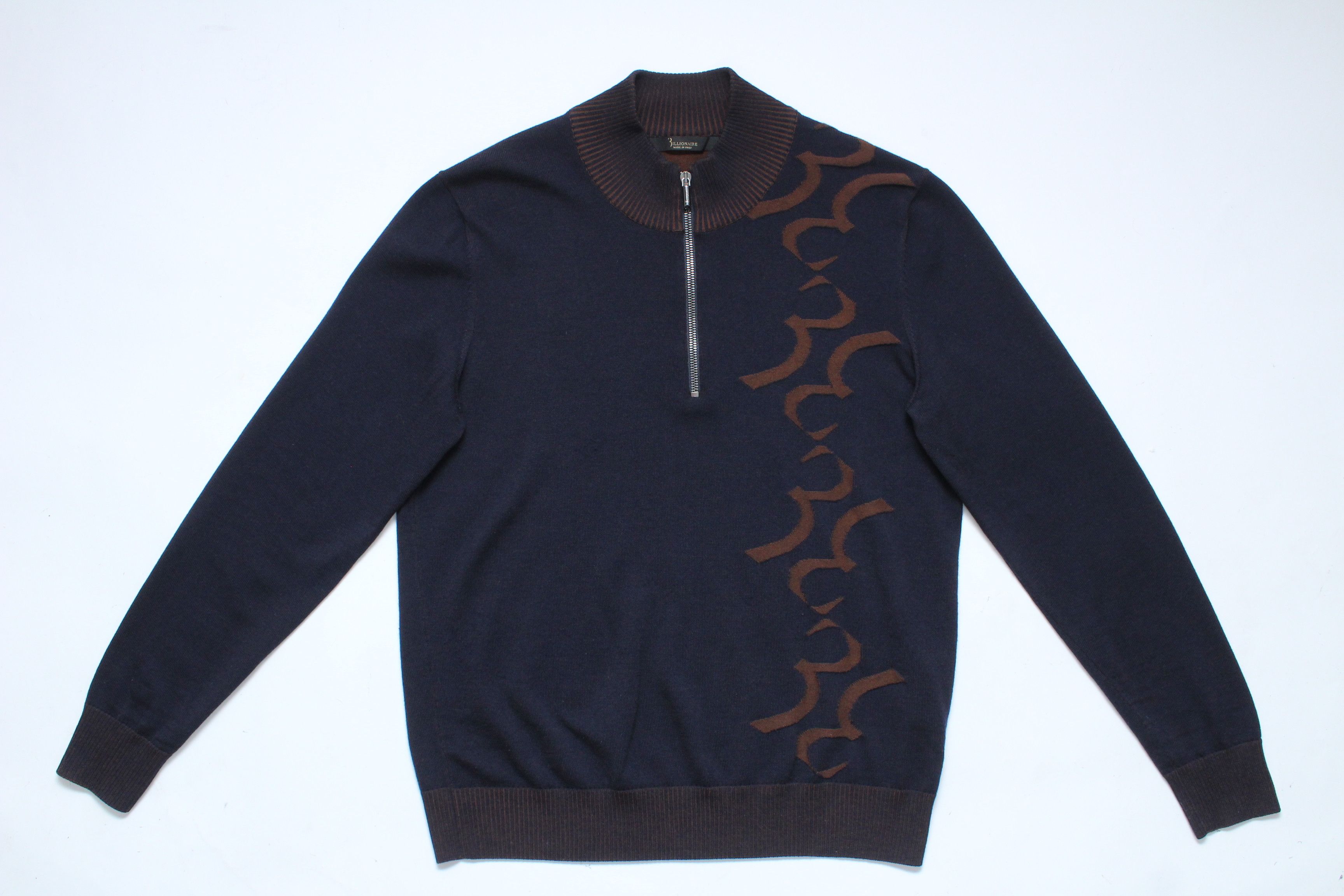 Billionaire Couture Billionaire Couture Italy FW19 Wool Cotton Zip Mock Pullover Size US S / EU 44-46 / 1 - 7 Thumbnail