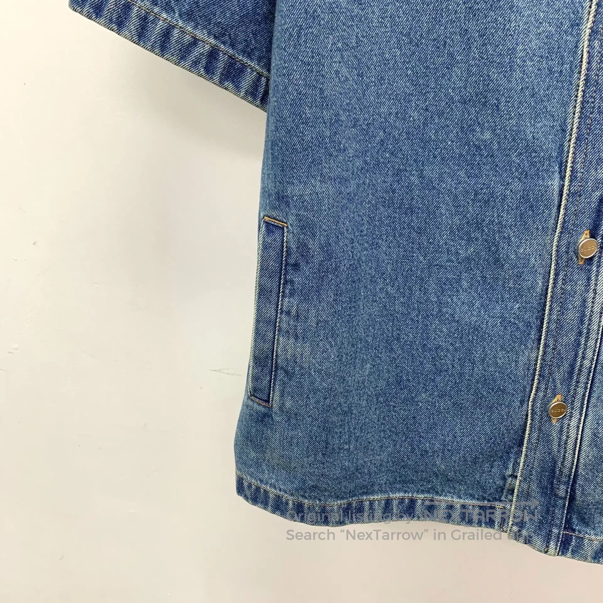 Gucci Guicci Blue washed logo lettering printed cotton button-do Size M / US 6-8 / IT 42-44 - 4 Thumbnail