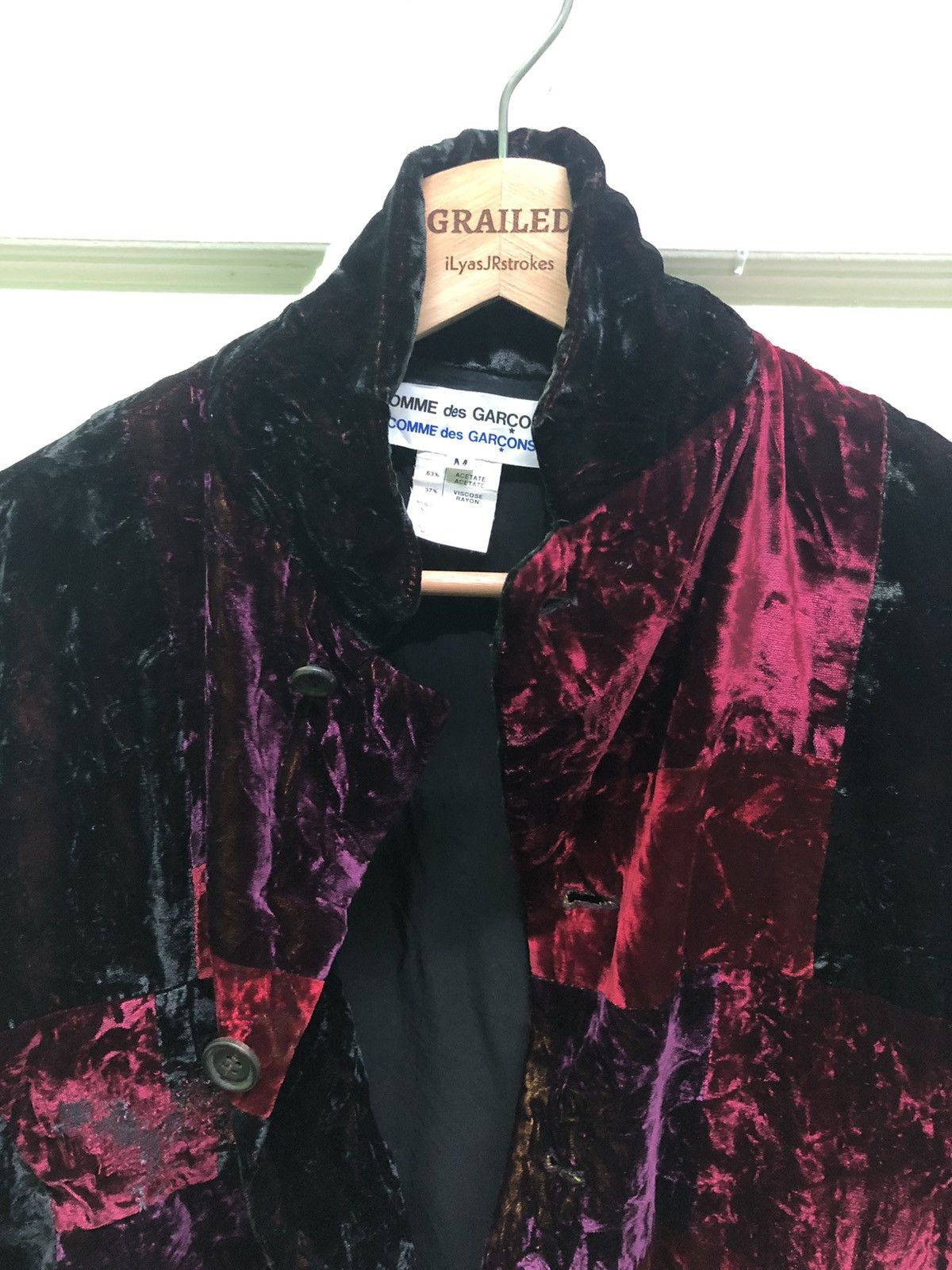 Comme des Garcons Vintage 90’s Comme Des Garçons Velvet Viscose Rayon Jacket Size M / US 6-8 / IT 42-44 - 7 Thumbnail