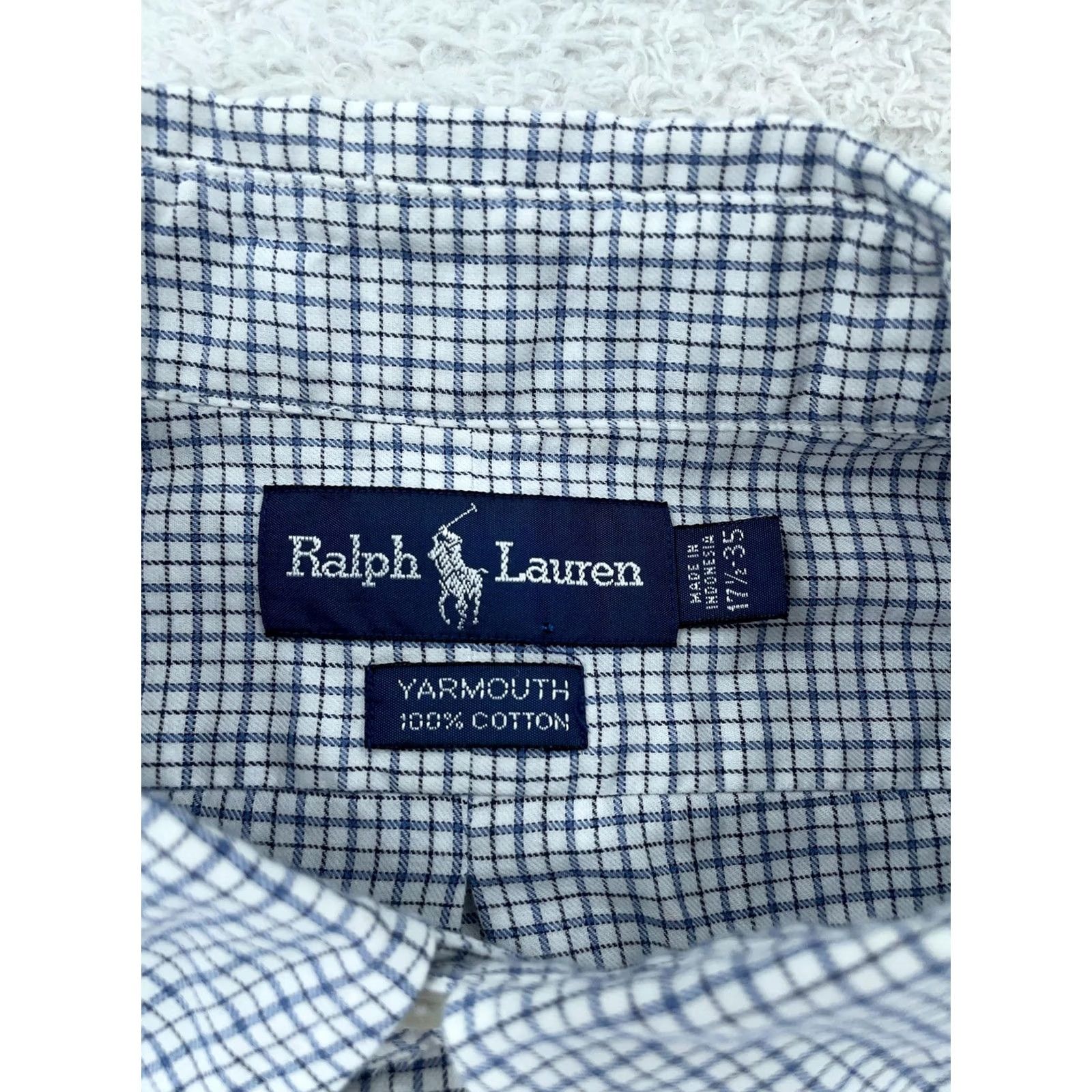 Ralph Lauren Ralph Lauren Dress Shirt Men 17.5 Blue White Check Yarmouth Collared Button Down Shirt Dress Shirt Check Pattern Blues Mens 17.5 Size 48R - 8 Thumbnail