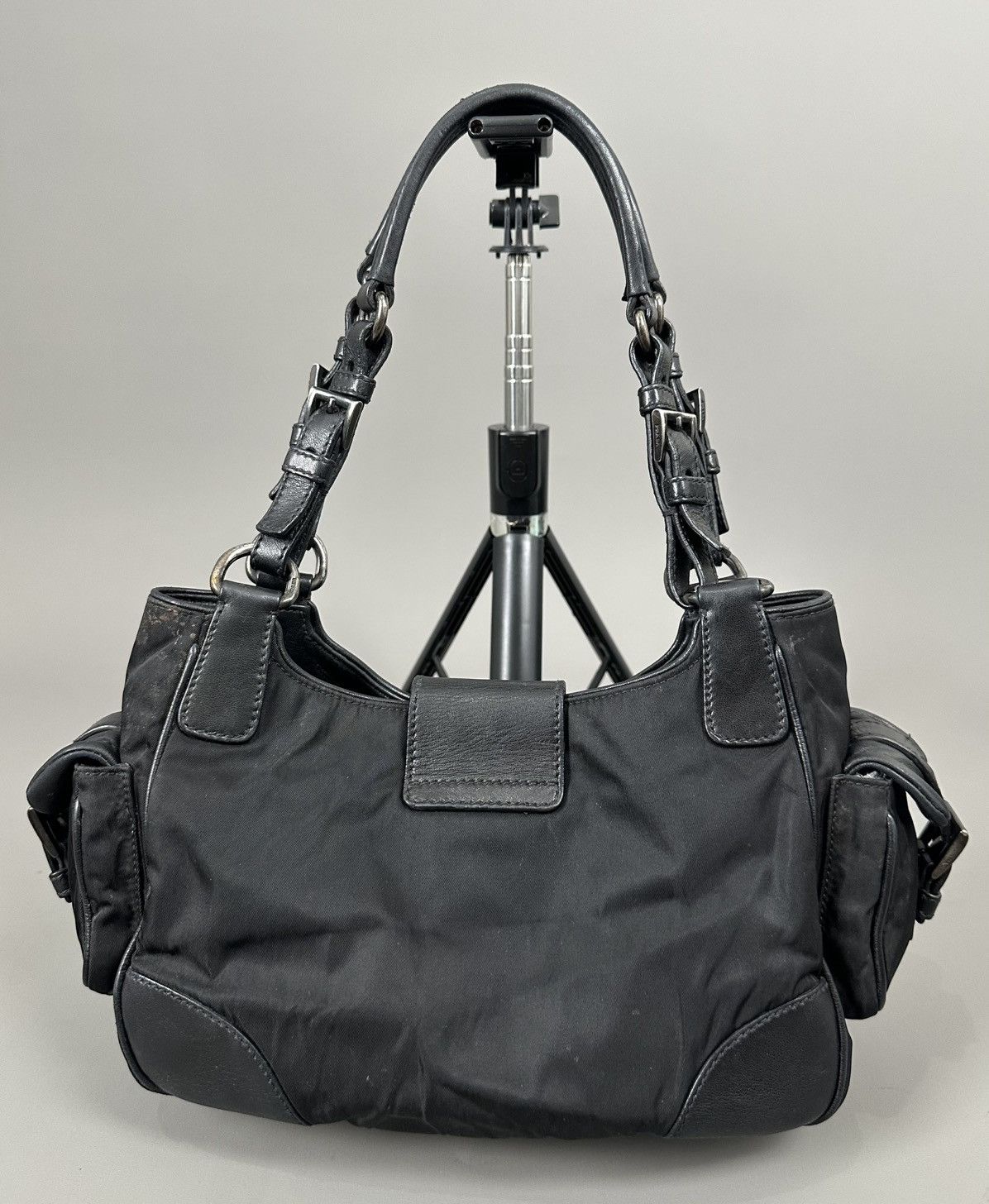 Prada Prada - Nylon/Leather Shoulder Bag - Small Sides Pocket Size ONE SIZE - 7 Thumbnail