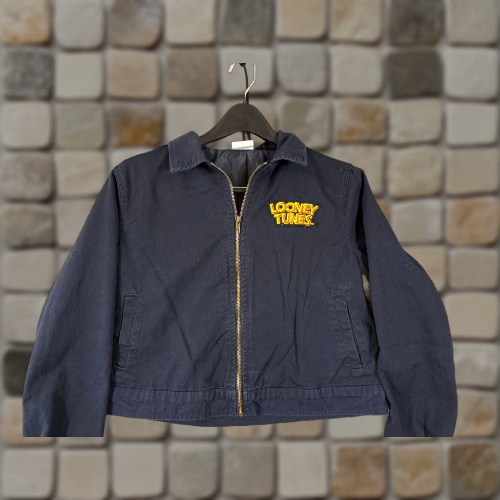 Vintage Looney Tunes Jacket Womens M Blue Full Zip Cropped Lined Bugs Bunny Embroidered Size M / US 6-8 / IT 42-44 - 1 Thumbnail