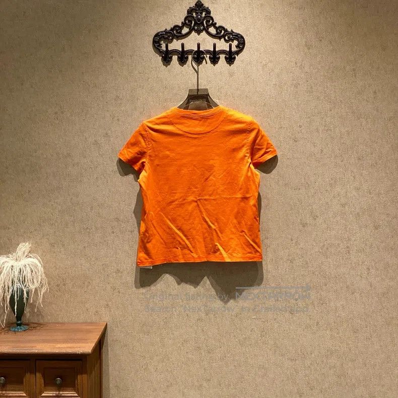 Hermes Hermes Orange Embroidered Logo Pocket Short Sleeve Size S / US 4 / IT 40 - 2 Thumbnail