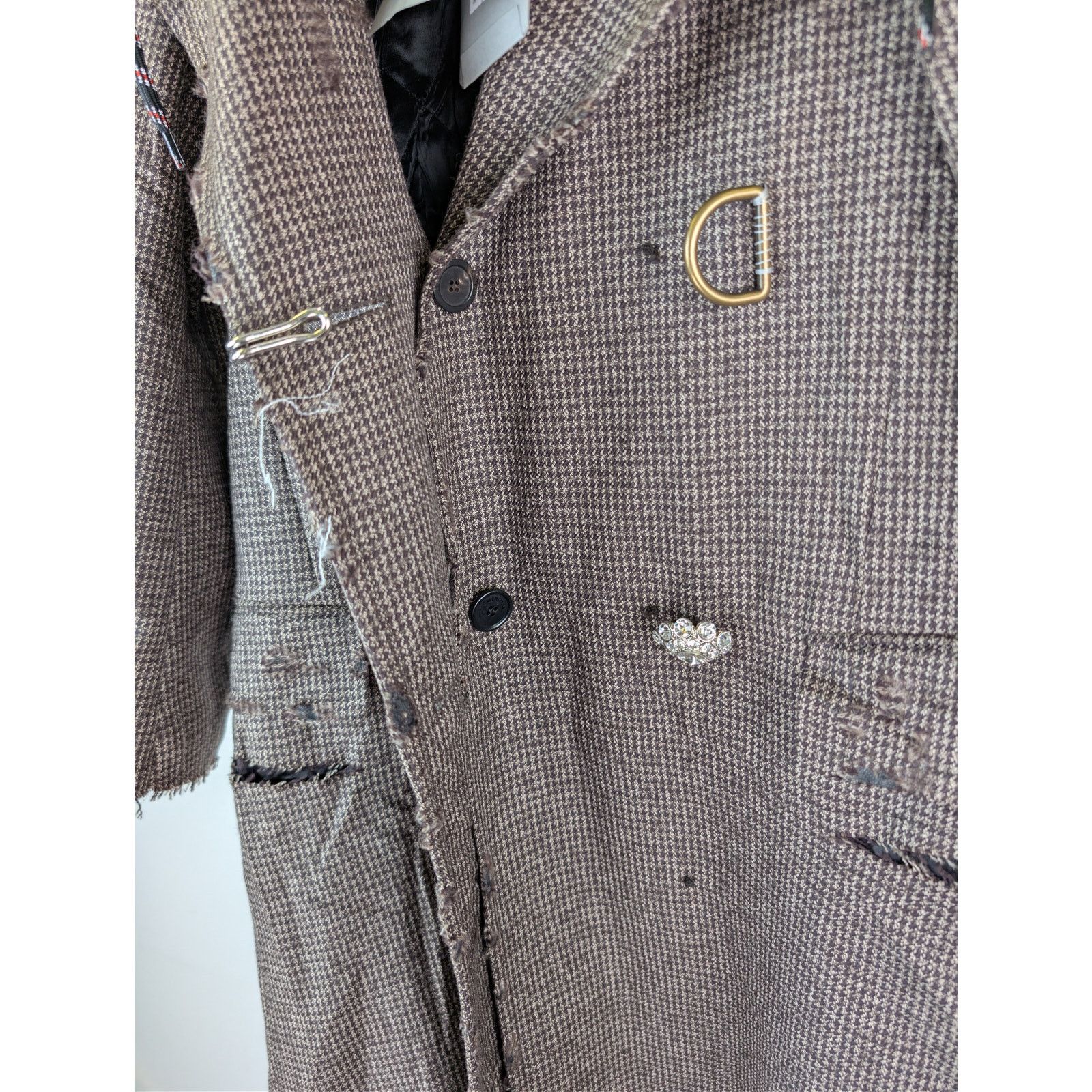 Balenciaga o1rshd1 CCRAB Heather Wool Houndstooth Coat in Coffee/Beige Size XS / US 0-2 / IT 36-38 - 2 Thumbnail