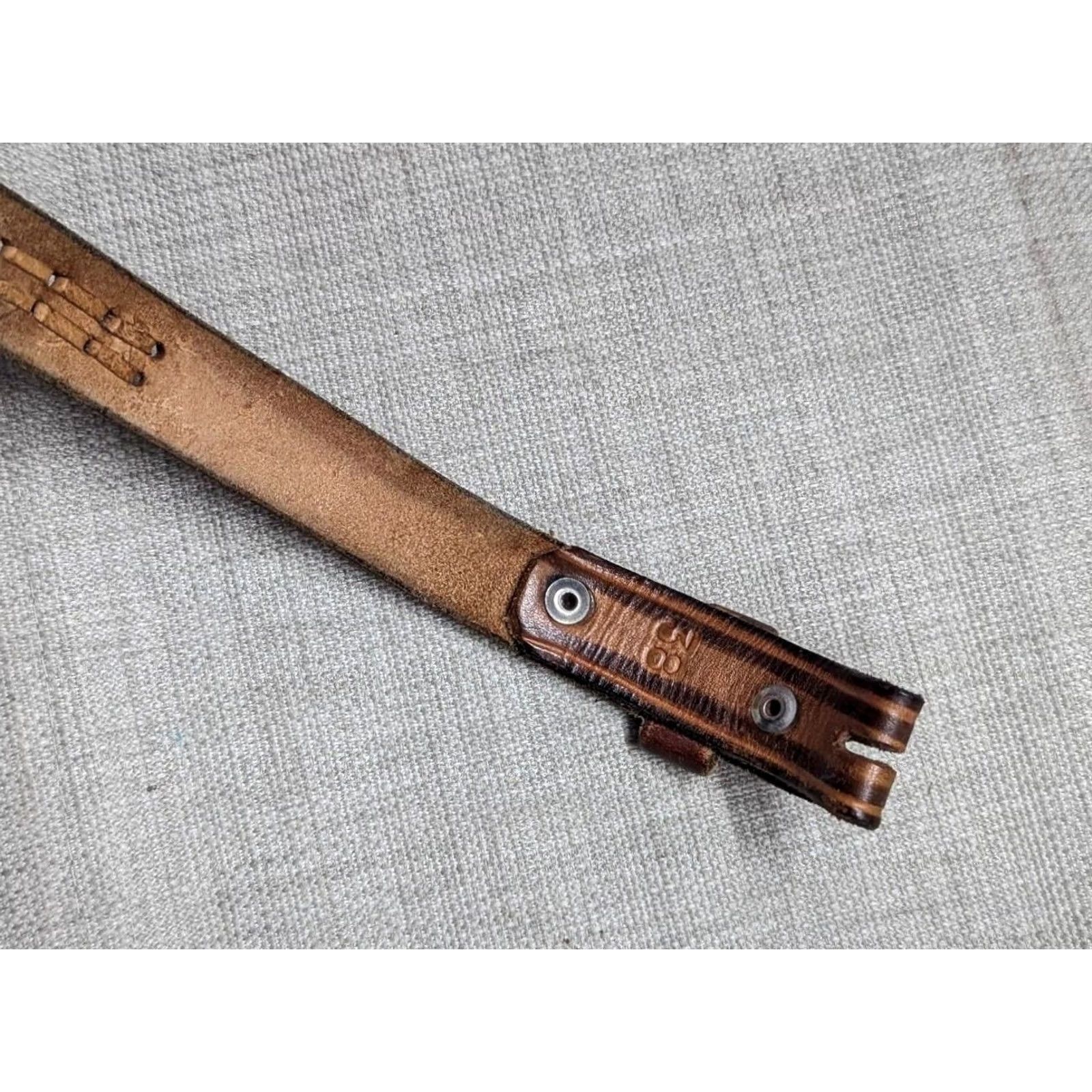 Vintage VINTAGE handcrafted brown leather belt Western Men 40 belt buckle West cowboy 7/8" width Weave Full Grain Cowhide Size 40 - 3 Thumbnail