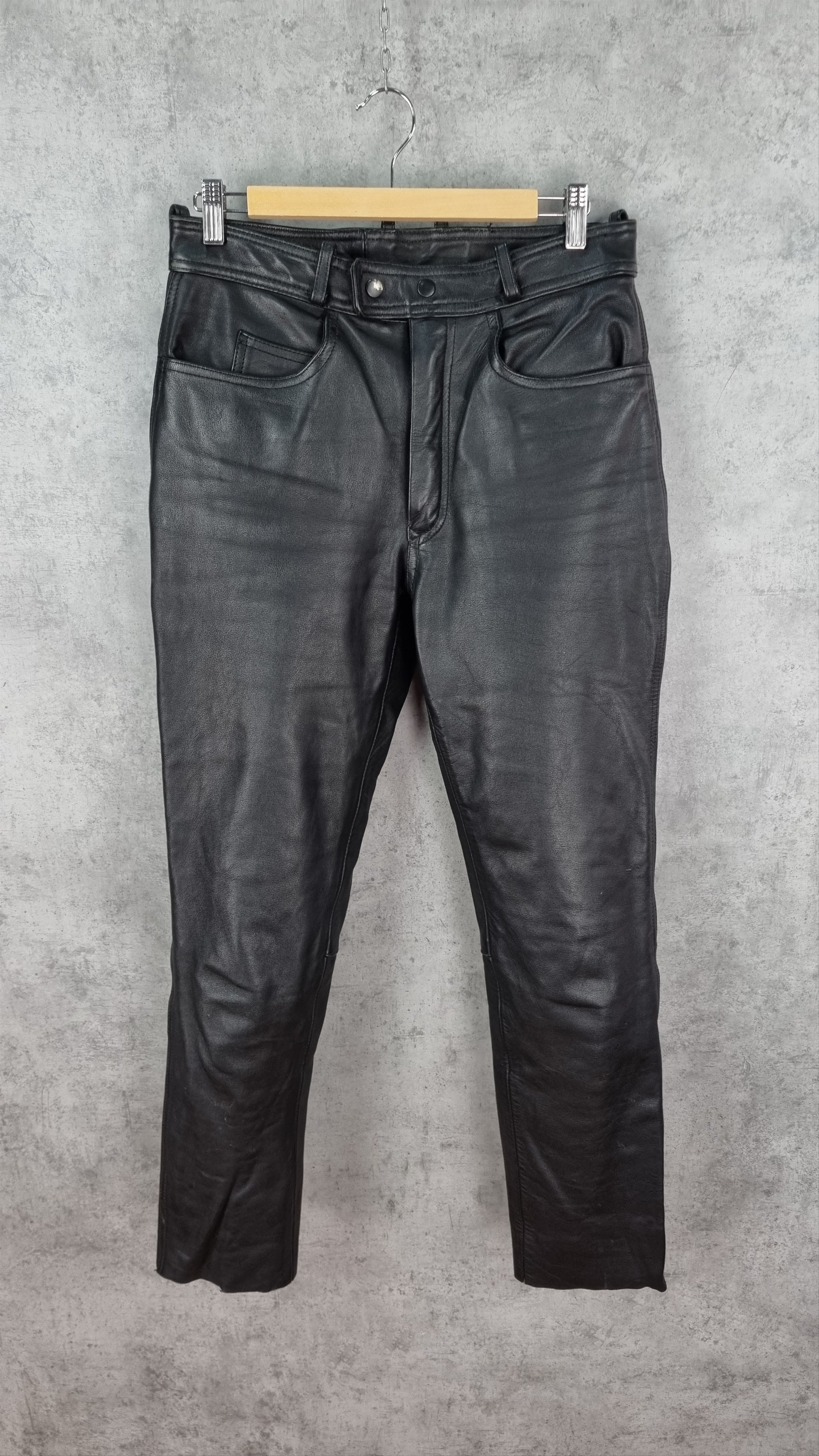 Genuine Leather × Vintage High Waist Leather Retro Pants. Size US 34 / EU 50 - 6 Thumbnail