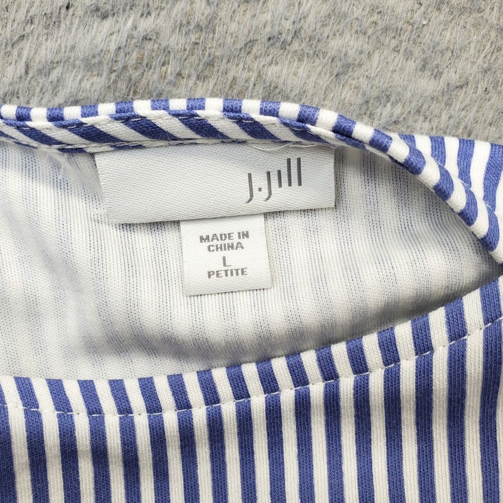 J. Jill J. Jill Womens Midi Shift Dress Striped Cotton Long Sleeve Round Neck PL Multicolor Casual Shirt Size L / US 10 / IT 46 - 7 Thumbnail