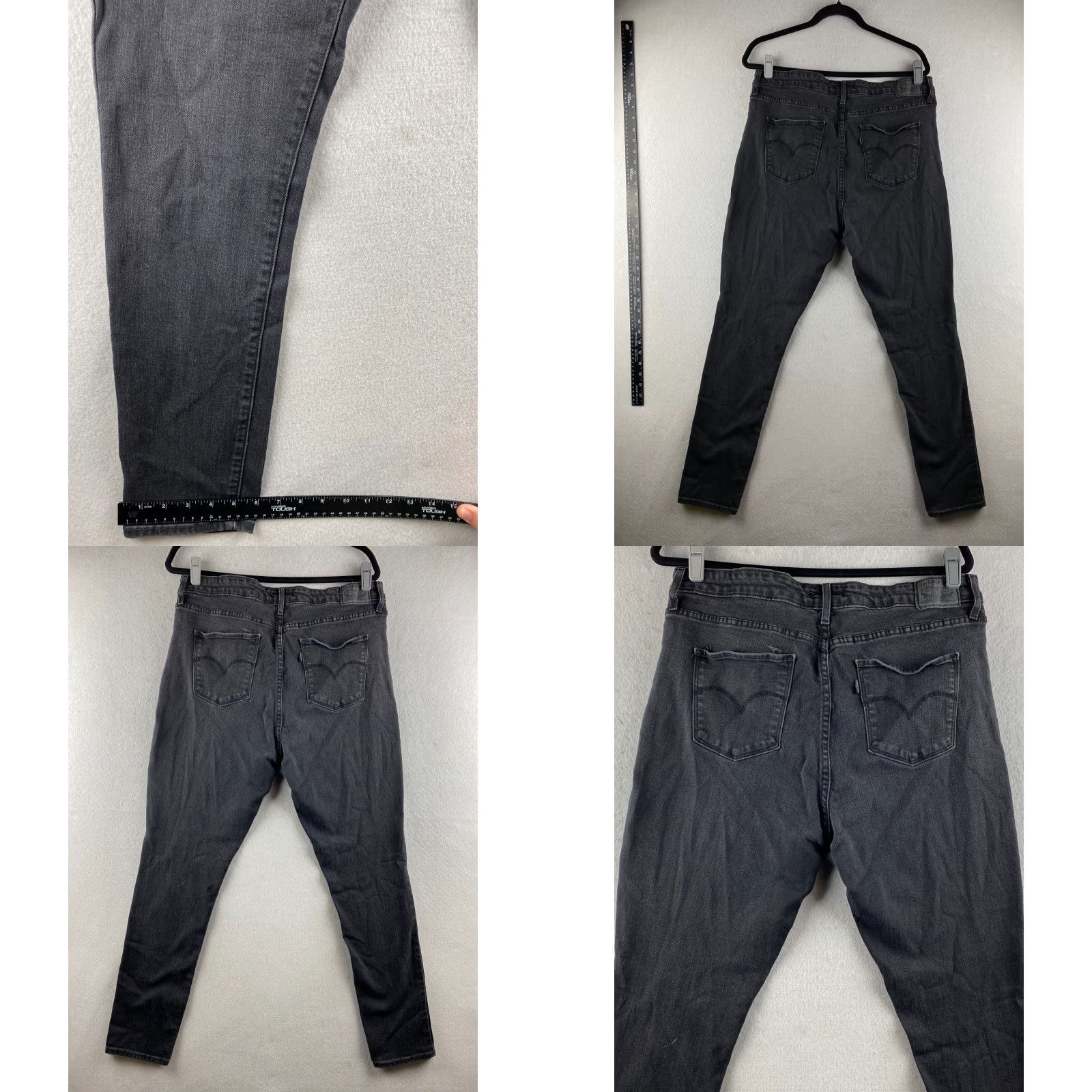 Levi's Levis Jeans Women's 34 Black 721 High Rise Skinny Stretch Denim Dark Wash Casual Size 24" / US 00 / IT 34 - 9 Thumbnail