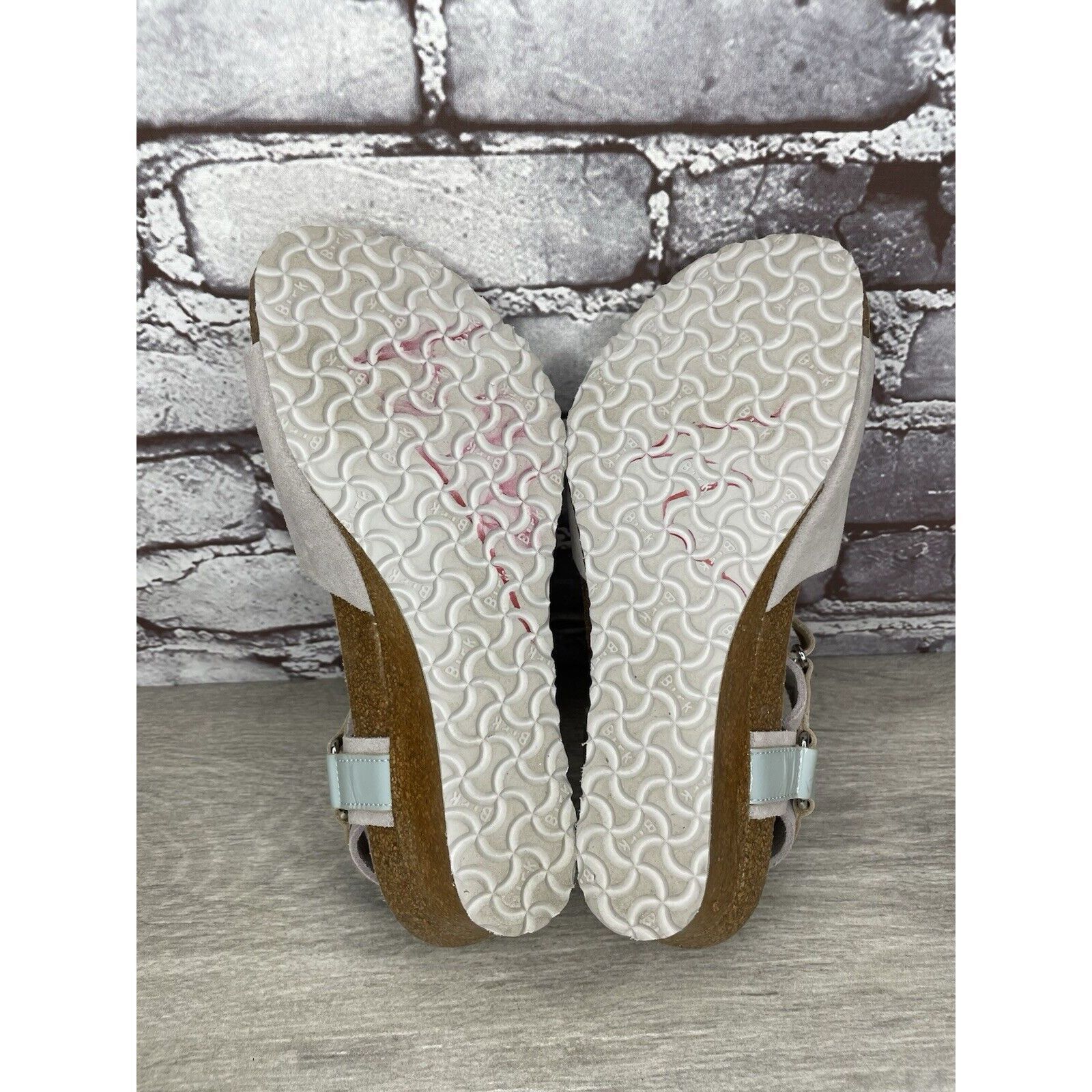 Birkenstock Papillio Grey Nubuck Suede Teal Patent Cork Wedg