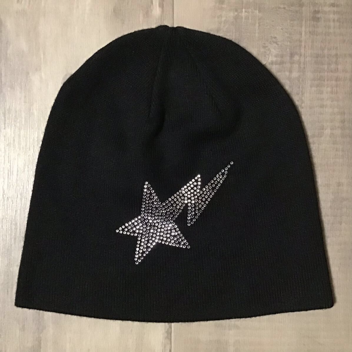 image of Crystal Stone Bape Sta Logo Beanie Knit Cap A Bathing Ape in Black, Men's