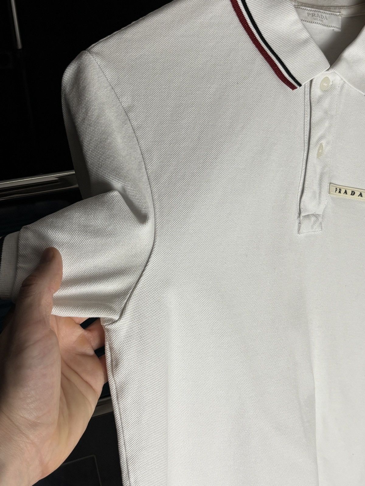 Prada Prada White Tab Luxury Polo Shirt Designer Vintage Size US L / EU 52-54 / 3 - 11 Thumbnail