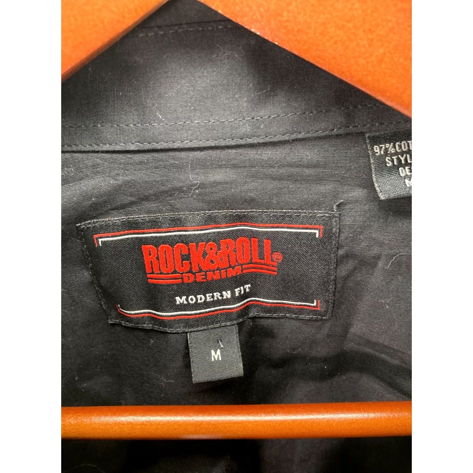 Denime Rock & Roll Denim Western Shirt Mens M Black Snap Front Cowboy Embroidered Logo Long Sleeve Size US M / EU 48-50 / 2 - 7 Thumbnail