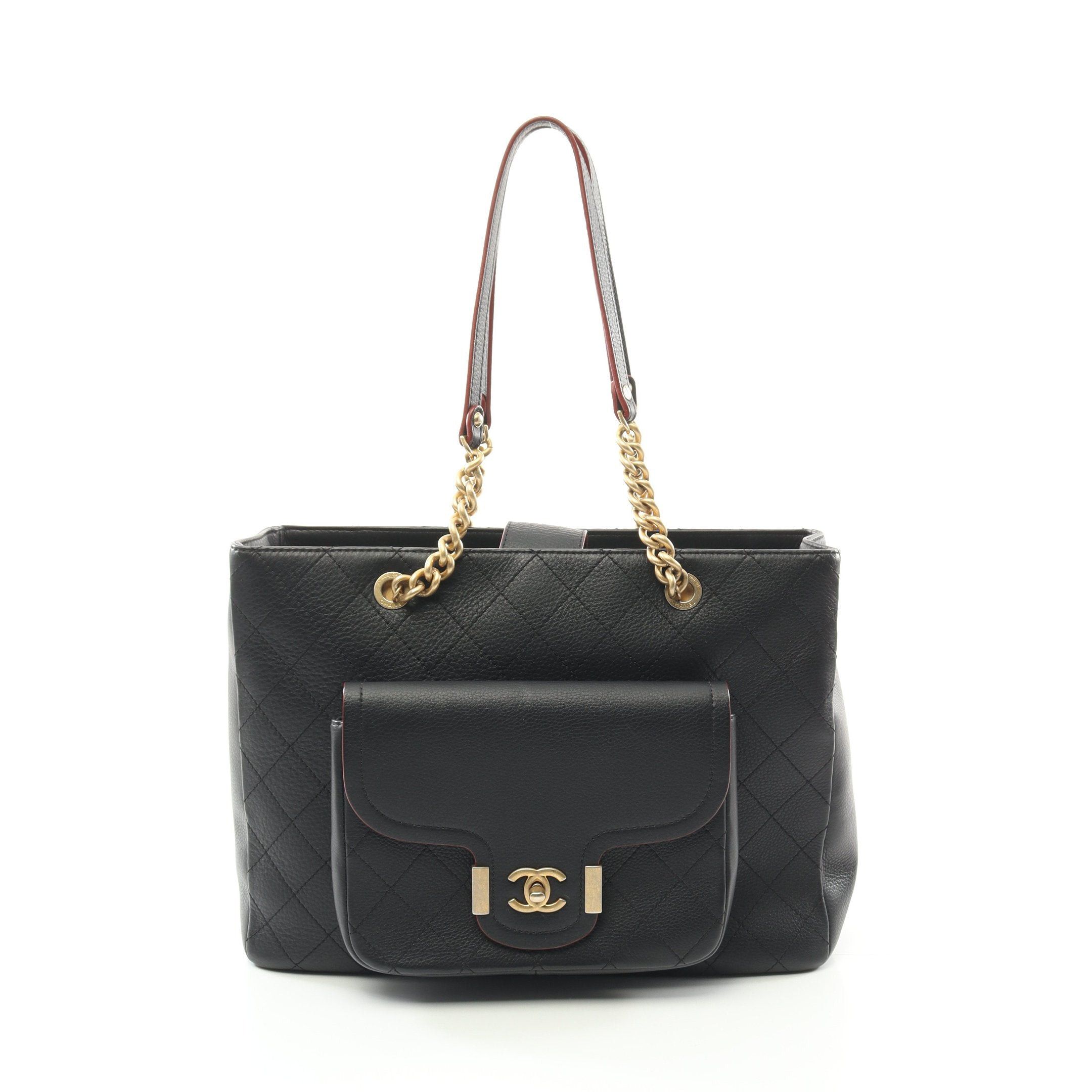 Chanel Chanel Matelasse Chain Shoulder Bag Tote Leather Black Gold Hardware Size ONE SIZE - 1 Thumbnail