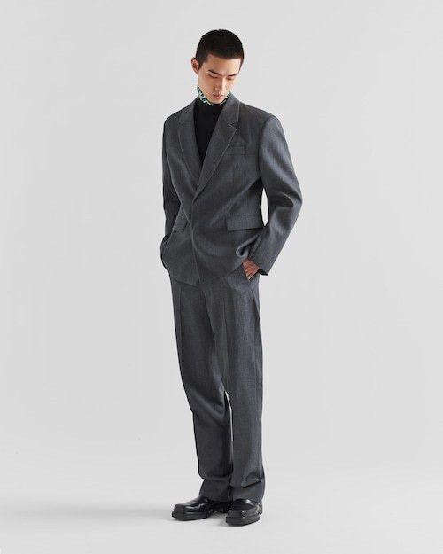 Prada o1bcso1str1025 Garbadine Wool Pants in Dark Grey Size US 36 / EU 52 - 2 Thumbnail