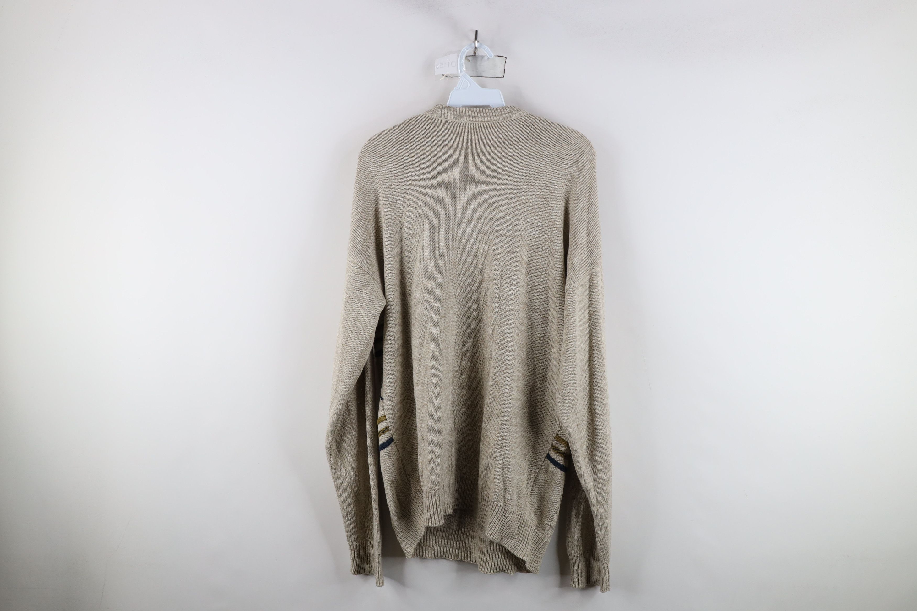 Vintage Vintage 90s Streetwear Geometric Cable Knit Sweater Beige Size US L / EU 52-54 / 3 - 12 Thumbnail