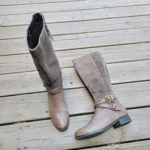 Vintage Vintage 90s y2k Brown Leather Suede Buckle Knee High Tall Eq Size US 8 / IT 38 - 1 Thumbnail