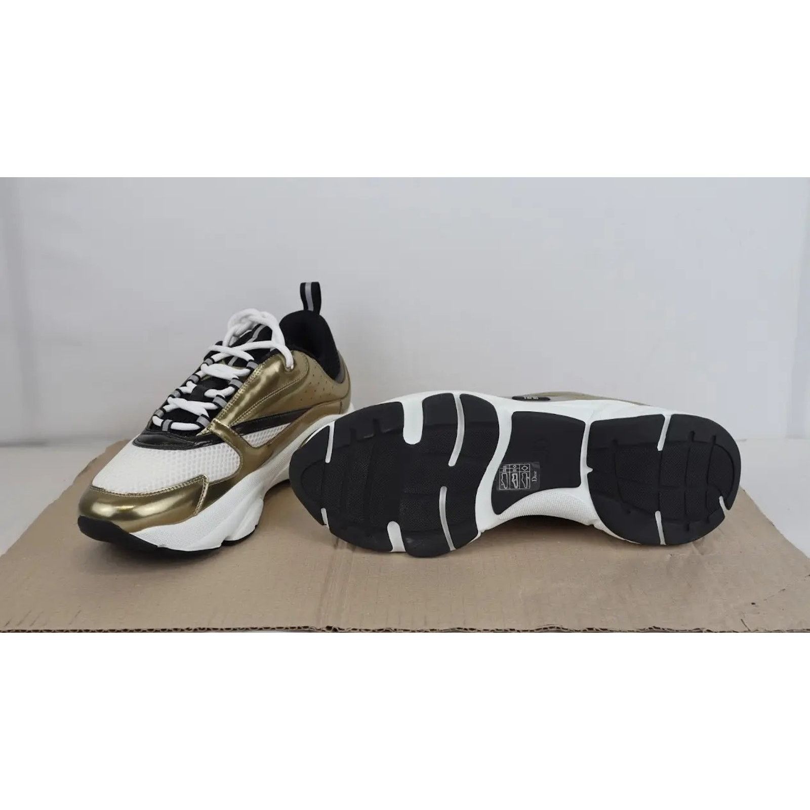 Dior o1rshd1 B22 Calfskin Mesh Sneakers in Golden/White Size US 11 / EU 44 - 8 Thumbnail