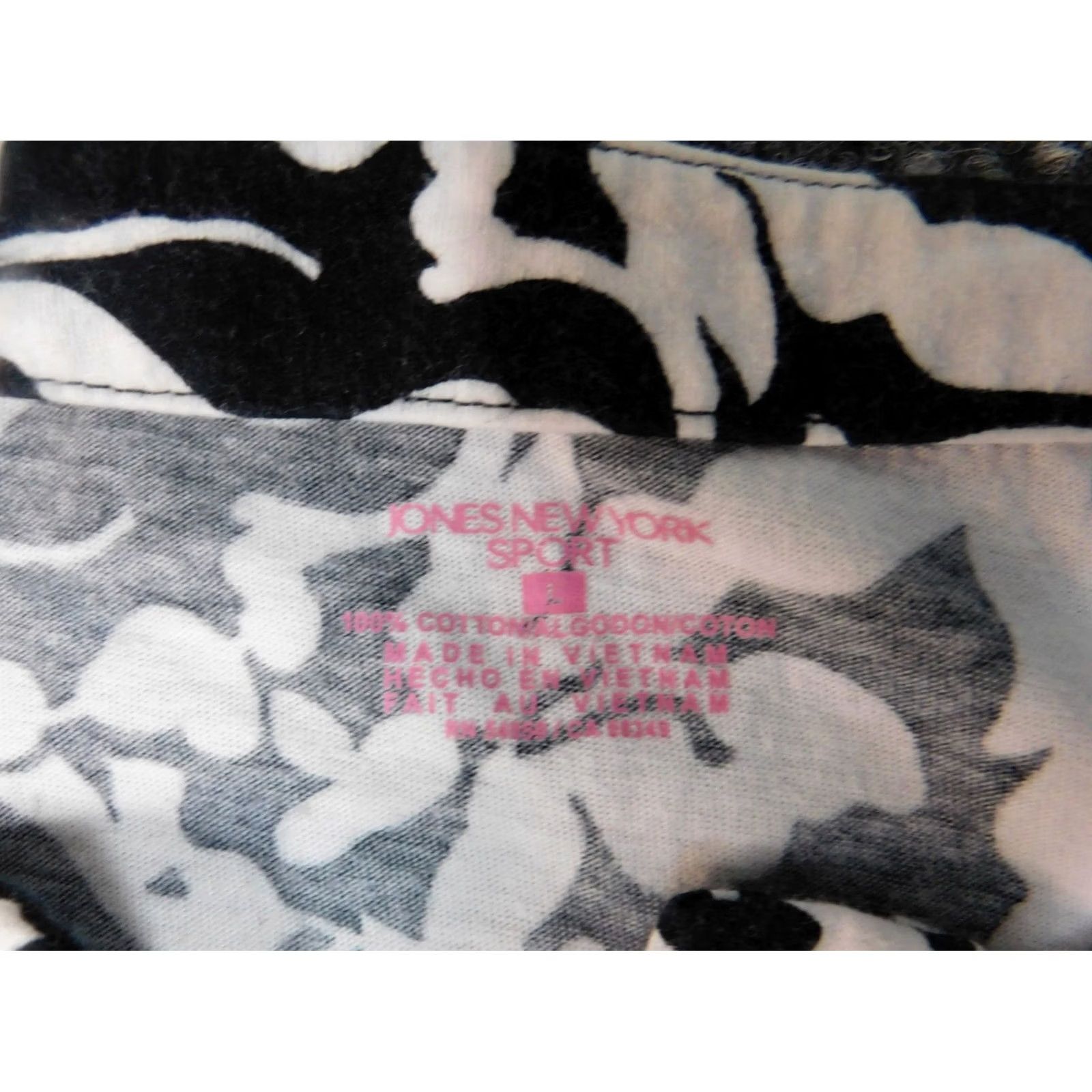 Jones New York Jones New York Blouse Shirt Womens L Black Floral Sleeveless V-Neck Pullover Cap Sleeve Classic 100% Cotton Rayon Breathable Casual Size L / US 10 / IT 46 - 5 Thumbnail