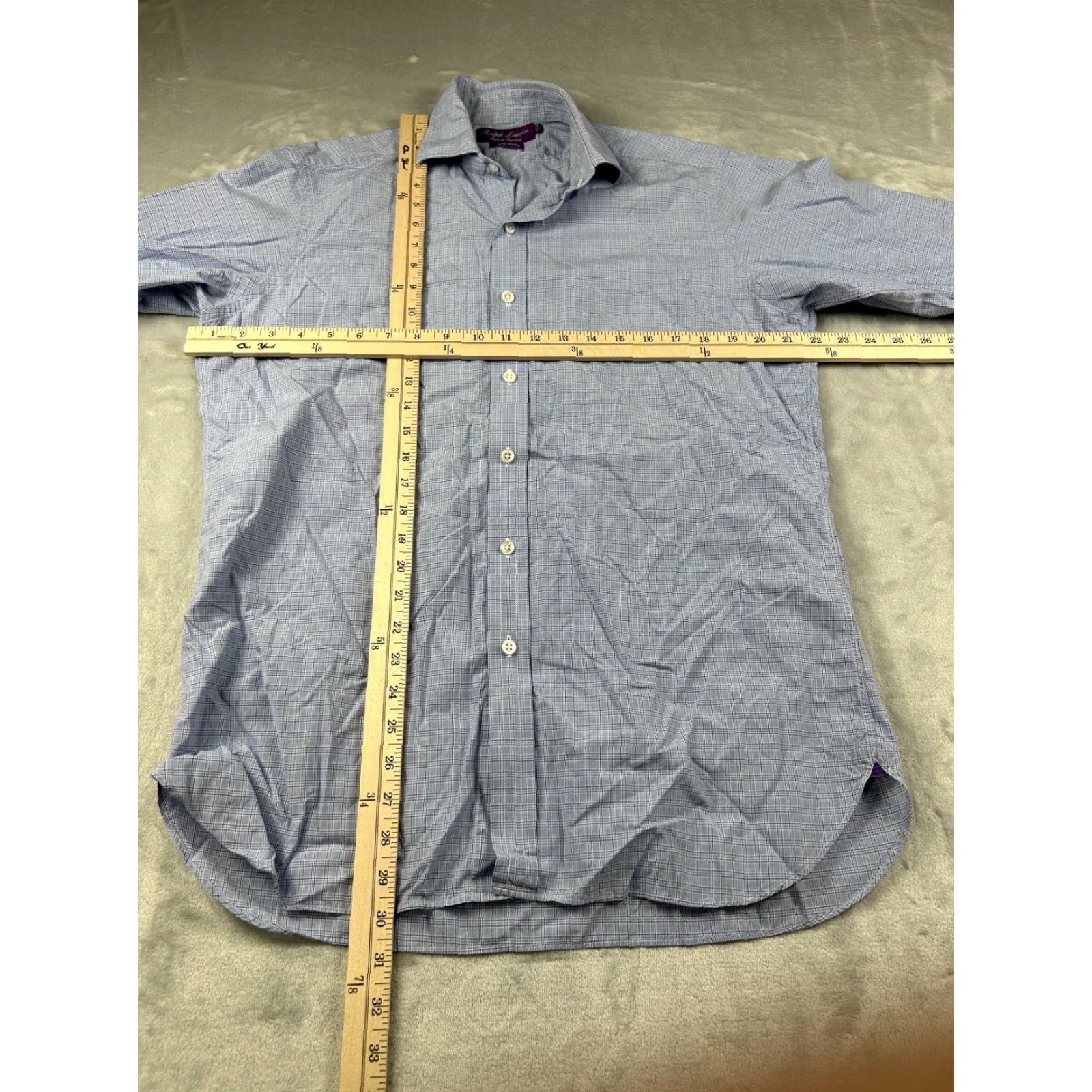 Ralph Lauren Ralph Lauren Purple Label Shirt Mens 17.5 32 Blue Gray Plaid Made England Dress Shirt Size 48R - 6 Thumbnail