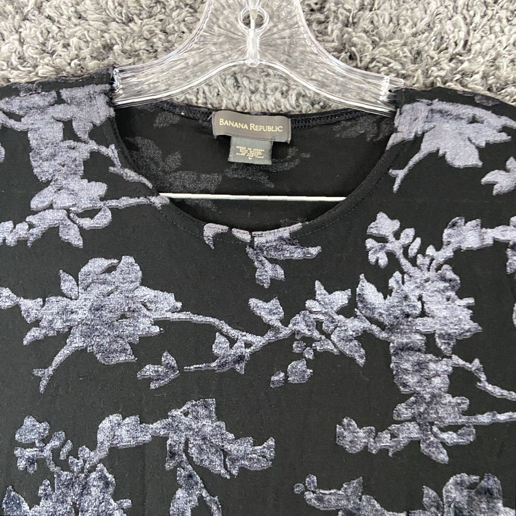 Banana Republic Banana Republic Sheer Blouse Floral Black Short Sleeve Women’s L Size L / US 10 / IT 46 - 4 Thumbnail