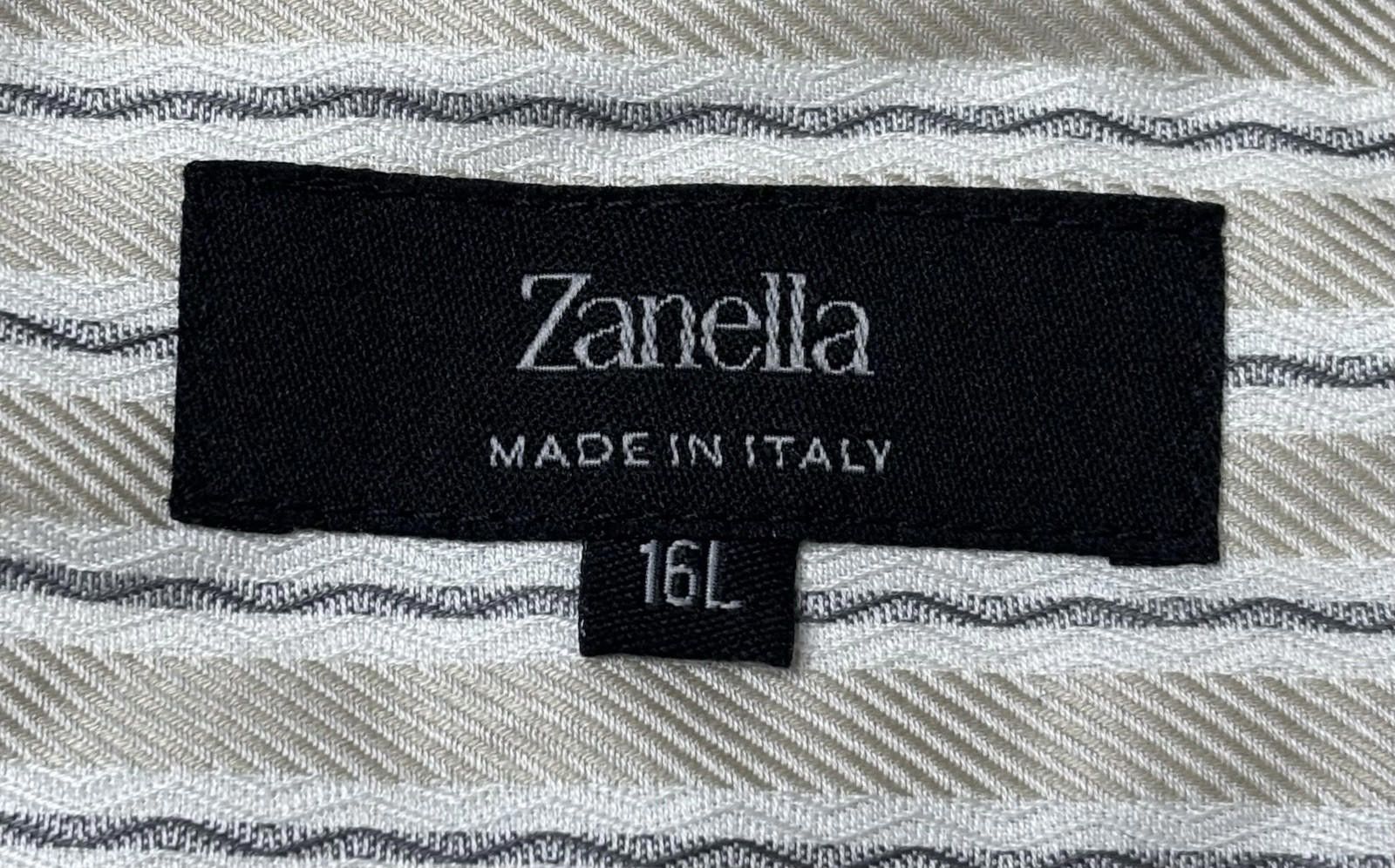 Zanella Zanella Shirt Men's 16L Large Stripes Beige Pocket Italy Size US L / EU 52-54 / 3 - 2 Thumbnail