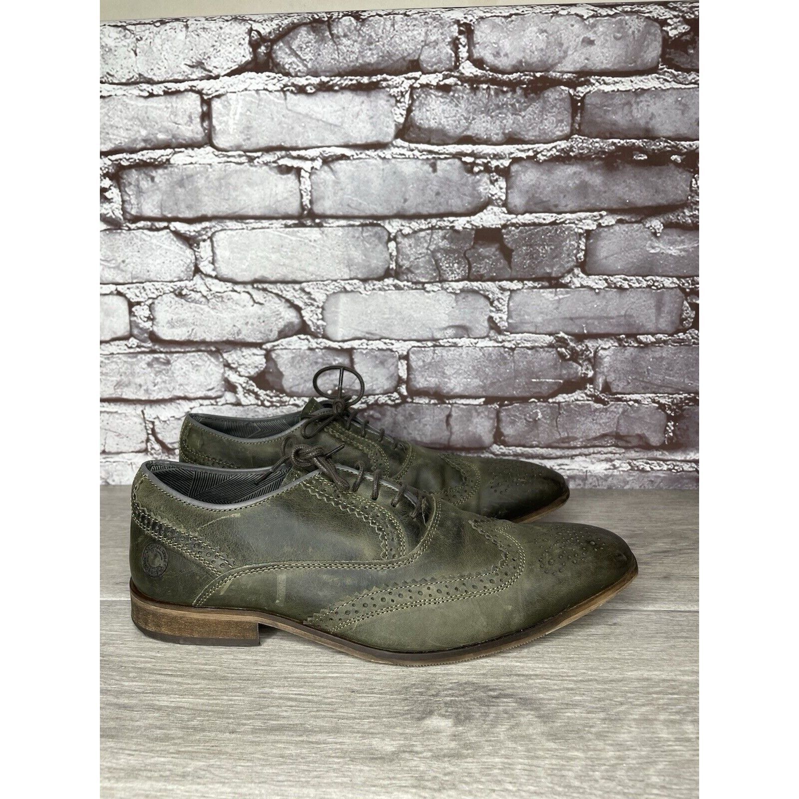 Steve Madden Steve Madden Iggy Green Leather Handcrafted Wingtip Oxfords Size US 10 / EU 43 - 18 Thumbnail