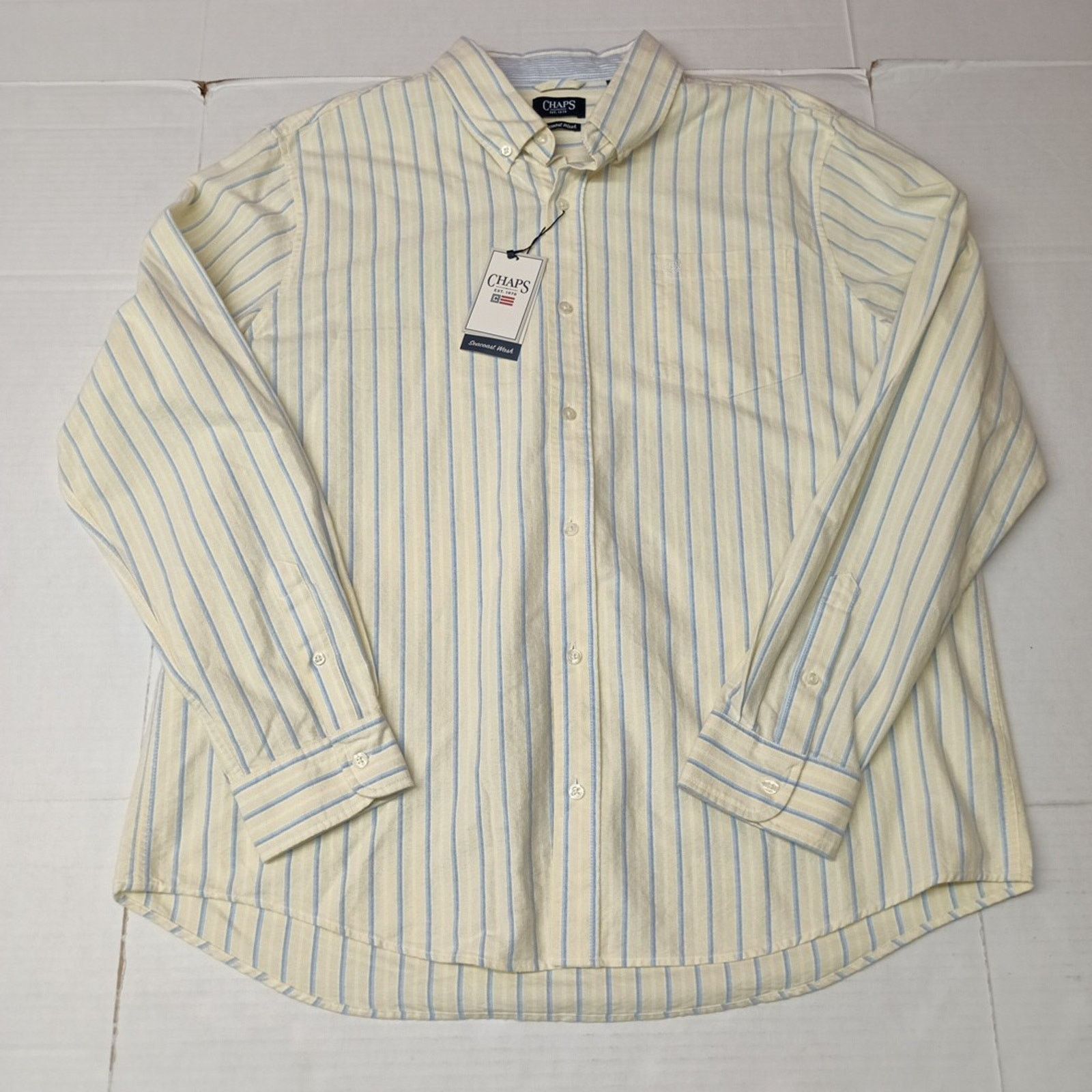 Chaps Chaps Seacoast Wash Woven Shirt Men 2XL Yellow White Striped Size US XXL / EU 58 / 5 - 1 Thumbnail