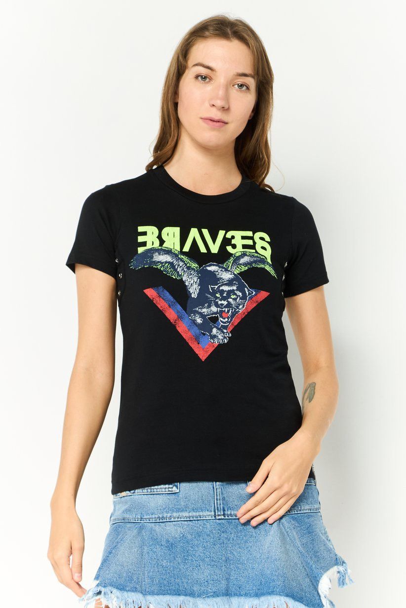 Diesel 🇺🇸 Y2K Diesel Braves Womens Graphic T-Shirt Retro Rare Hype Size M / US 6-8 / IT 42-44 - 3 Thumbnail